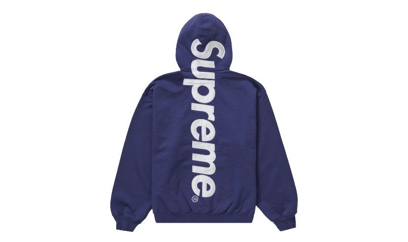 Supreme Supreme Satin Applique Hooded Sweatshirt Navy XL - BRAND