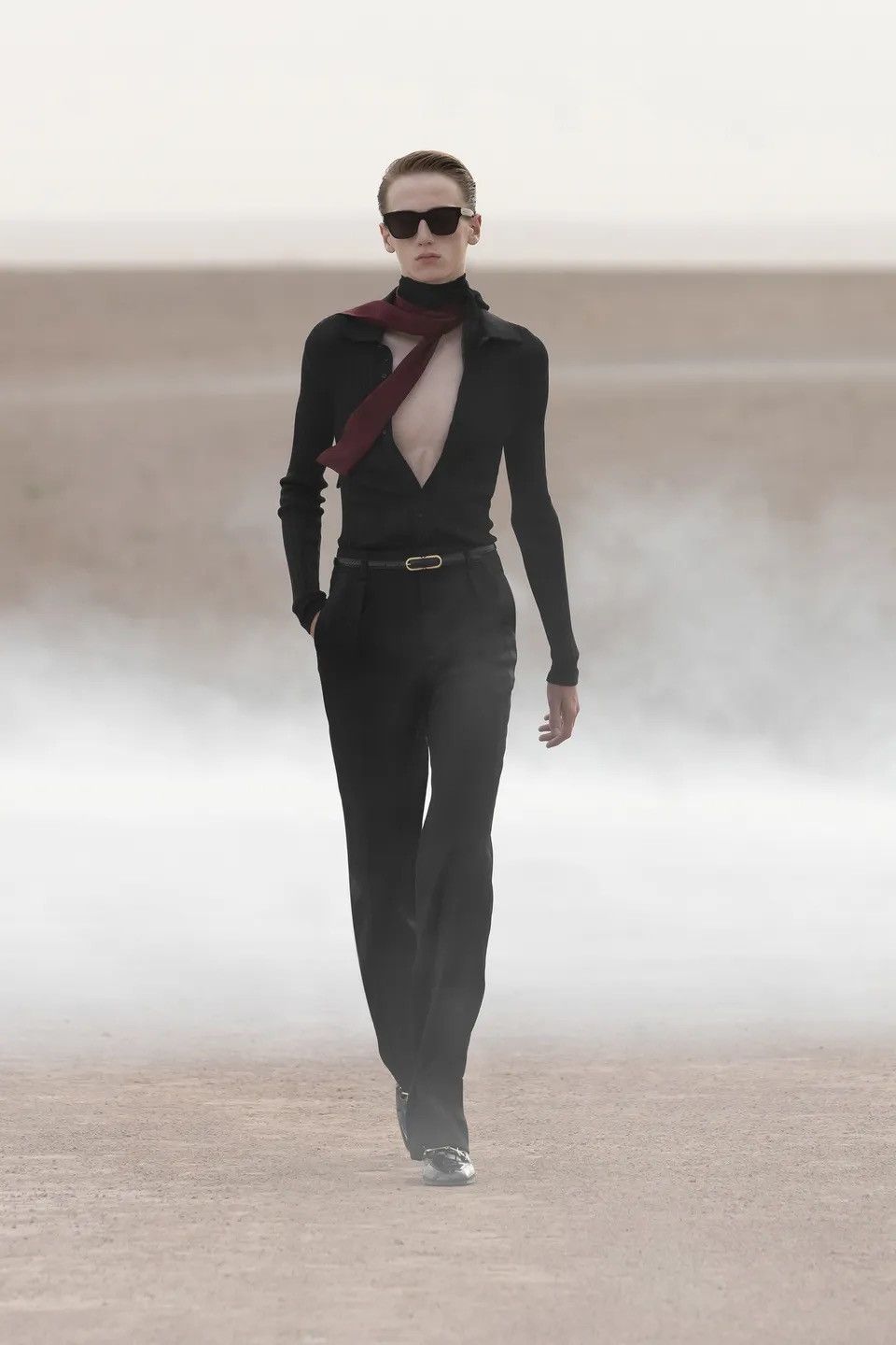 SS23 Saint Laurent Knitted Shirt in Ribbed Silk