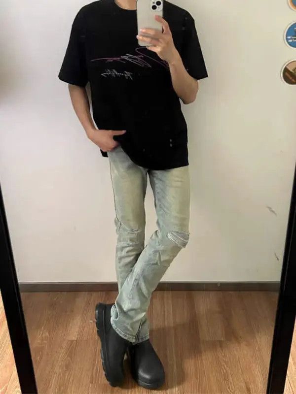 Japanese Brand VIBE Washed Vintage Zipper Split High Street Jeans Size US 30 / EU 46 - 7 Thumbnail