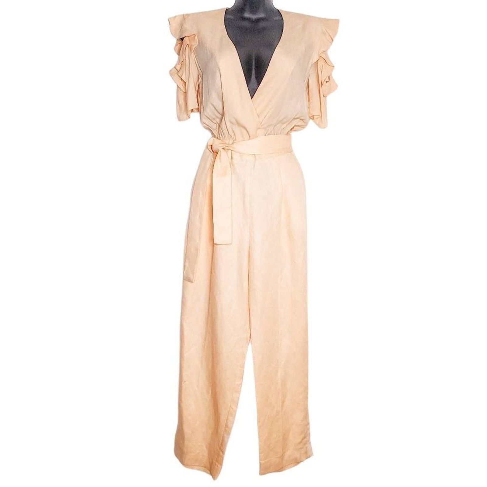 Maje 𝅺Maje Mandarin Peach Piruize Ruffled Jumpsuit Size 34 0 Size 25" / US 0 / IT 36 - 2 Thumbnail