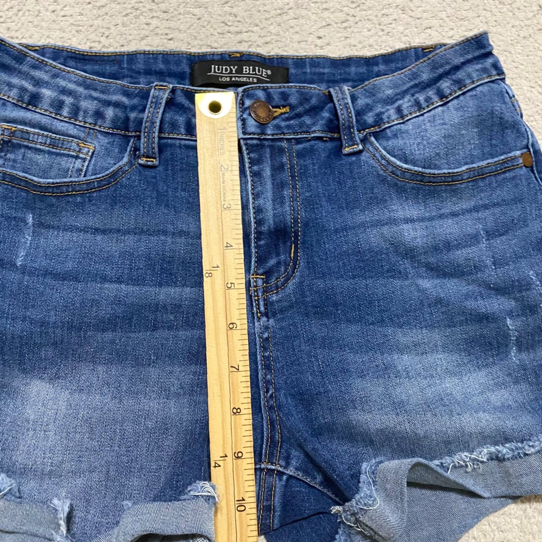 Denime Judy Blue Womens 27 Jeans Shorts Blue Denim Mid Rise Inseam 3" Distressed Casual Summer Everyday Regular Women Size 27" / US 4 / IT 40 - 7 Thumbnail