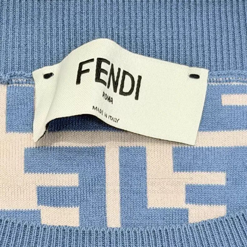 Fendi Fendi Navy Cotton Crew Neck Short Sleeve Sweater Size S / US 4 / IT 40 - 7 Thumbnail