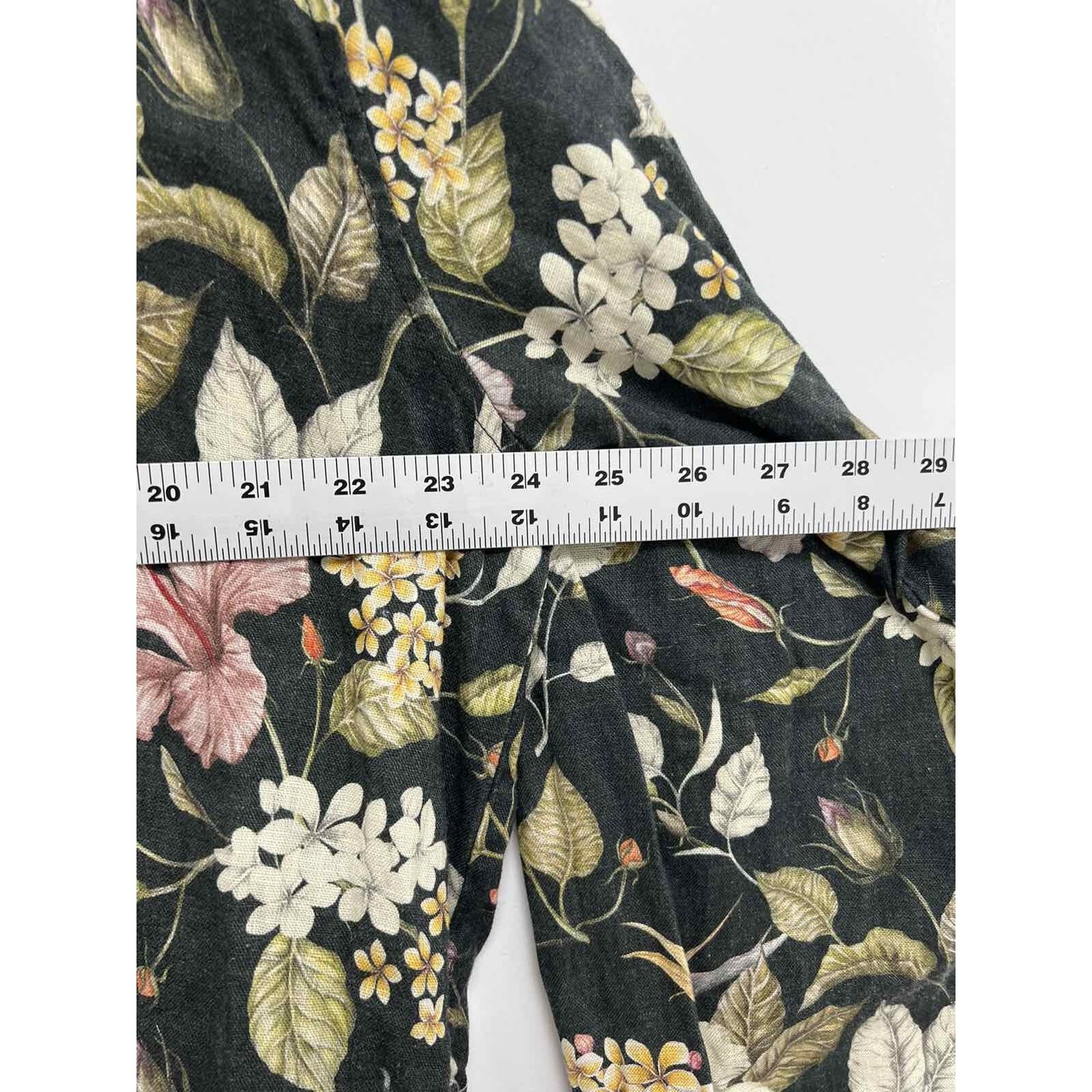 Onia Onia Women Jack Long Sleeve Linen Full-Zip Floral XL A000664 Size XL / US 12-14 / IT 48-50 - 3 Thumbnail