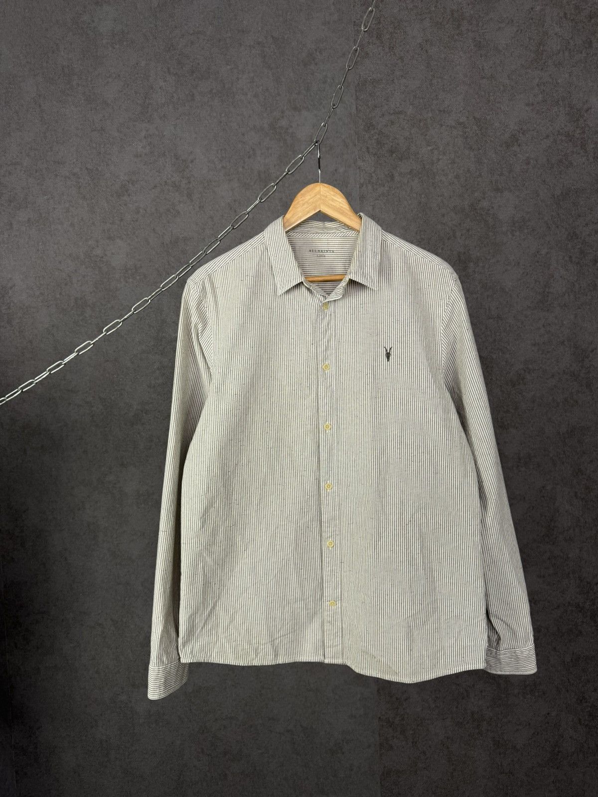 Allsaints Allsaints designer logo striped shirt Size US L / EU 52-54 / 3 - 1 Thumbnail
