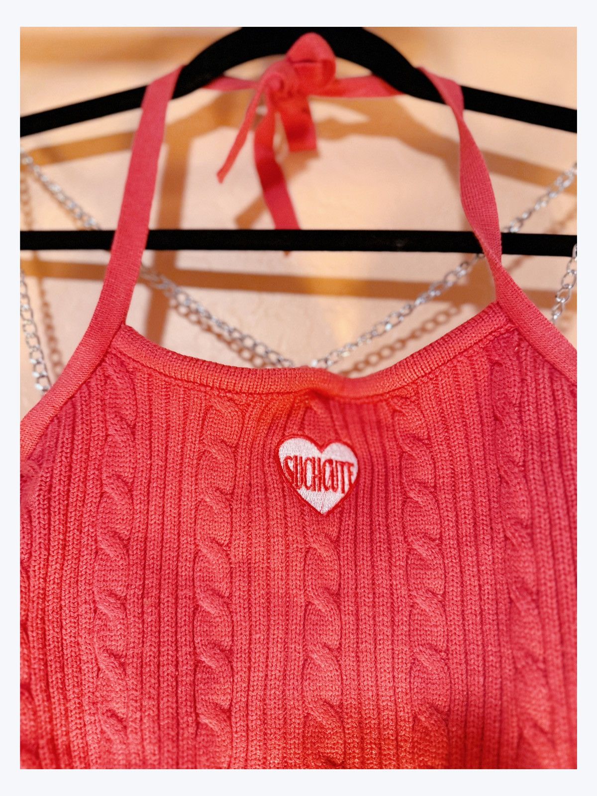 Other Y2K Knit Crop Top with Chain Straps – “Such Cute” Size M / US 6-8 / IT 42-44 - 3 Thumbnail