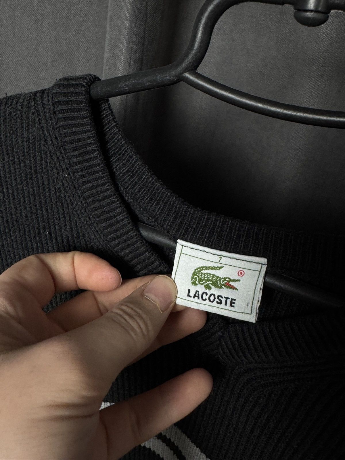 Lacoste × Vintage Vintage 90s Lacoste France Knit V neck Sweater Size US XL / EU 56 / 4 - 3 Thumbnail