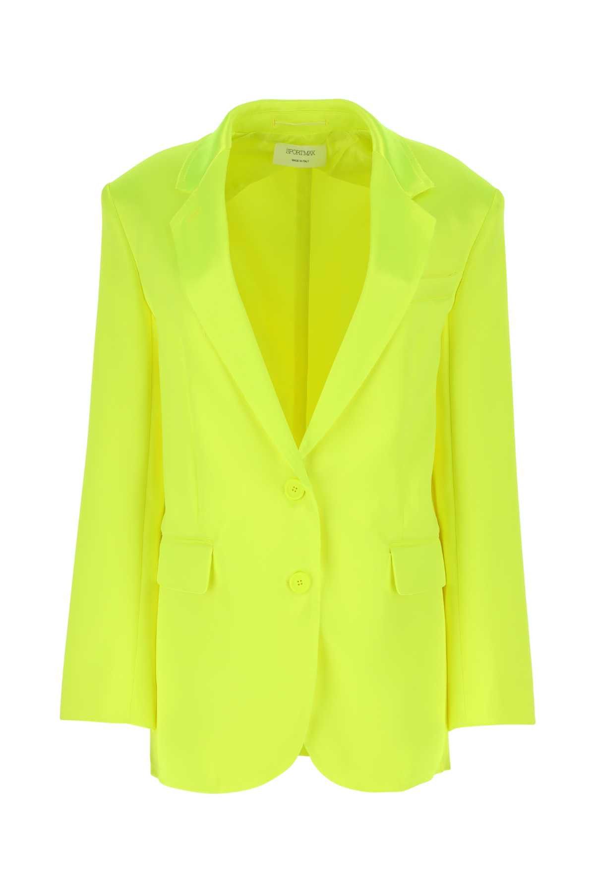 image of Sportmax Fluo Yellow Satin Racer Blazer, Women's (Size Small)