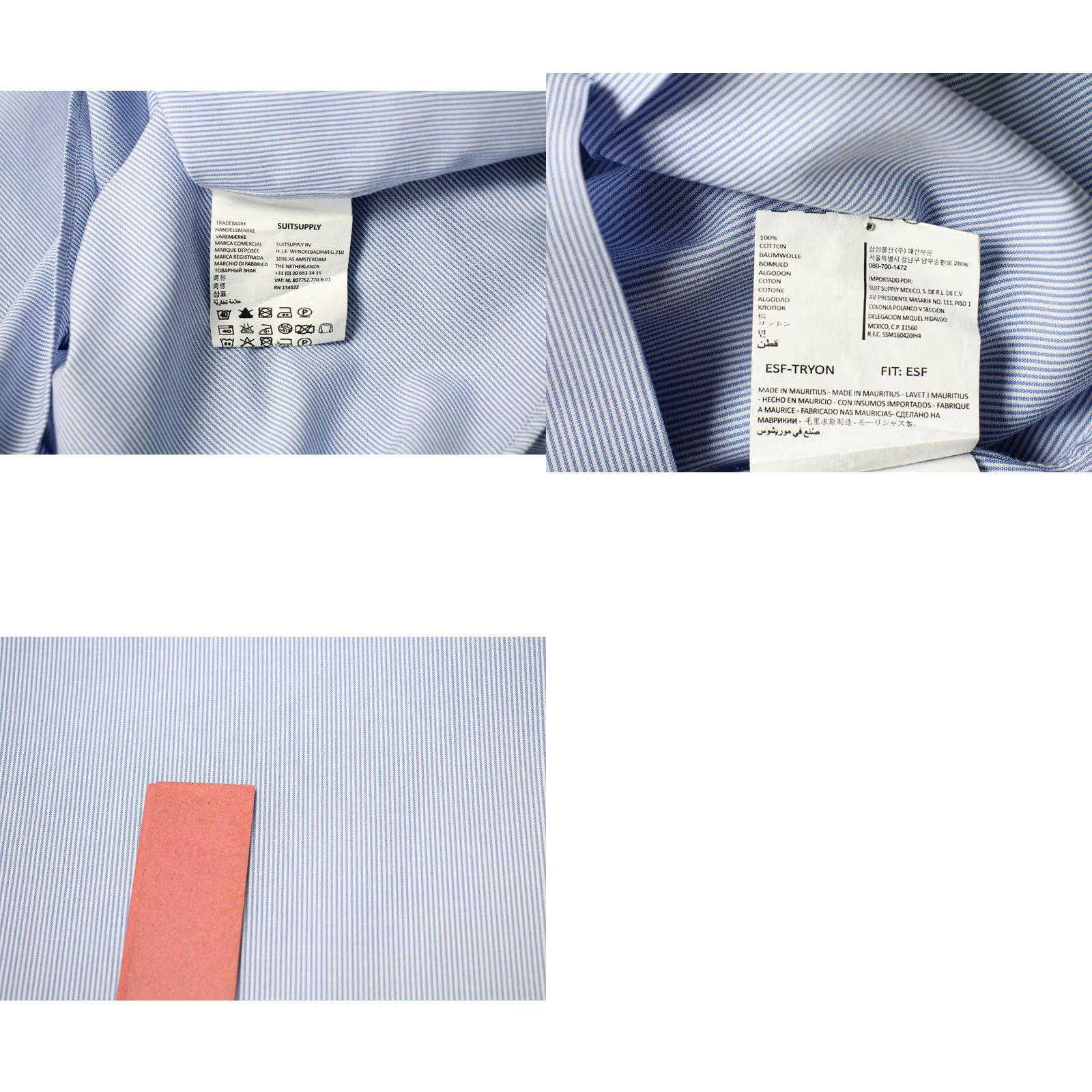 Suitsupply SUITSUPPLY Formal Shirt Men's Extra Slim Fit Blue 43-7 / 17L Long Sleeve Size 46R - 8 Thumbnail