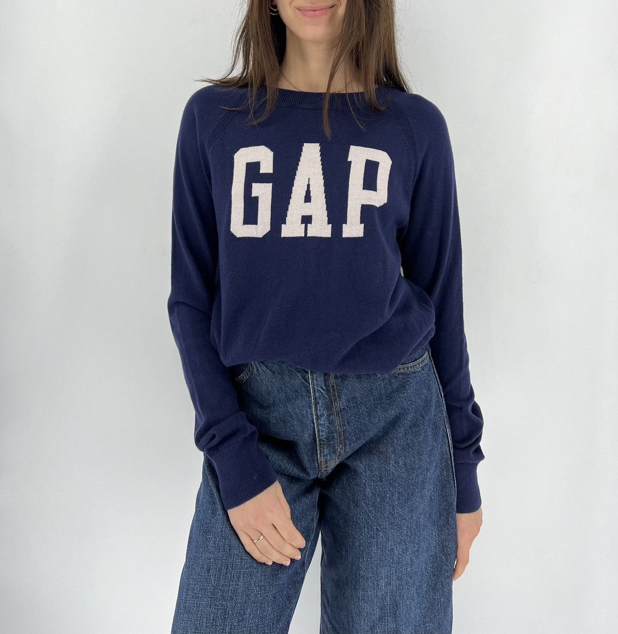 Gap × Vintage Lambswool Sweater Crewneck Pullover GAP Womens Small Navy Size S / US 4 / IT 40 - 3 Thumbnail