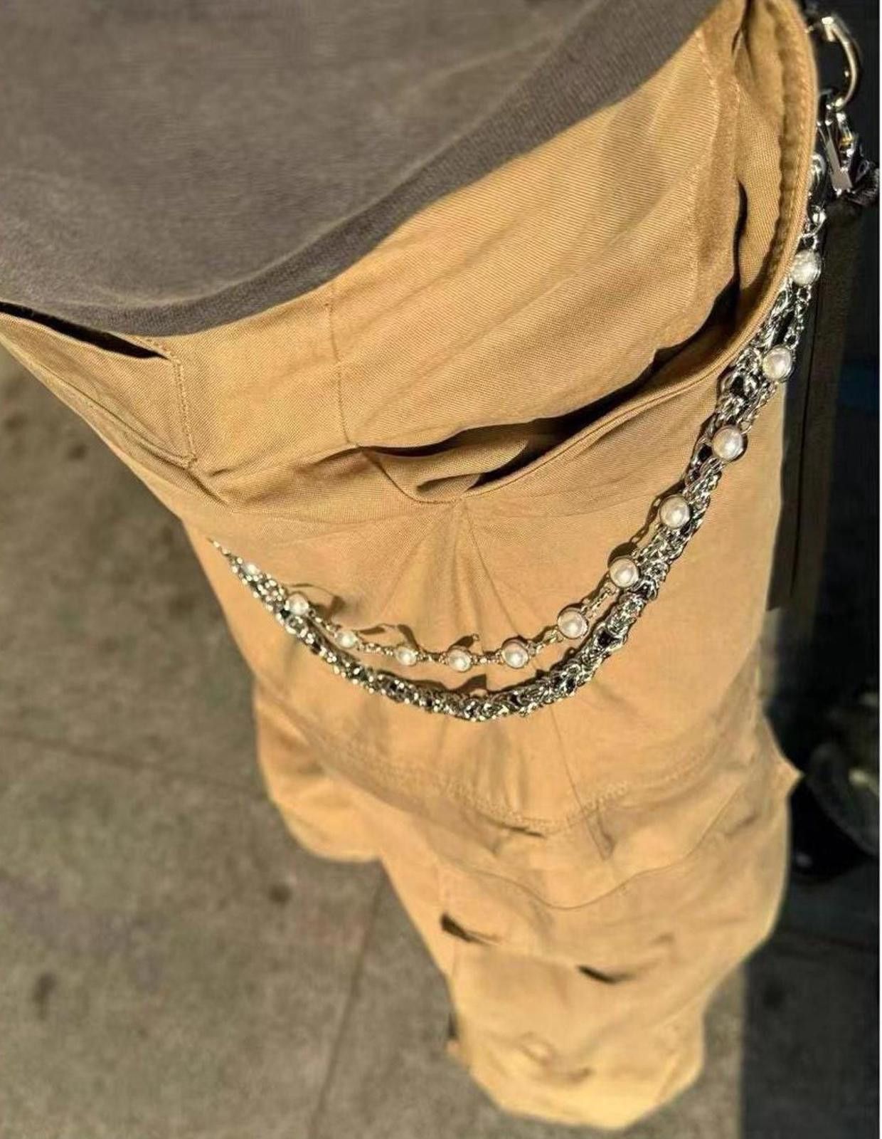 Jewelry Double Layered Pearl Wallet Chain, Keychain for Jeans Size ONE SIZE - 1 Thumbnail