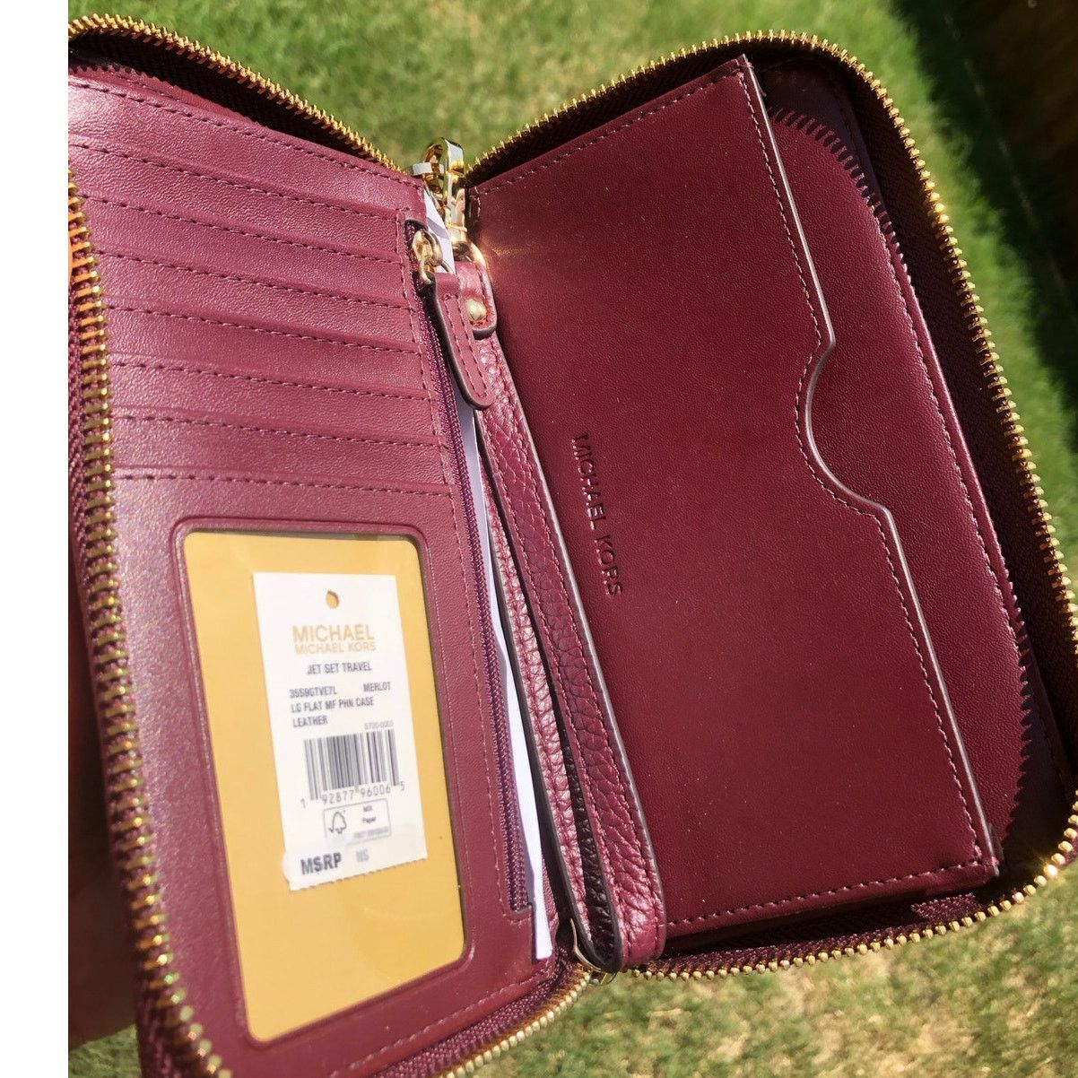 Michael Kors Michael Kors Large Flat Wallet/Wristlet Merlot Gold Tone Size ONE SIZE - 5 Thumbnail