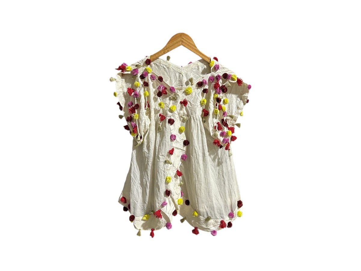 Tsumori Chisato 🔥 Rare Vintage Tsumori Chisato Rainbow Pom Pom Tassel Blouse Size M / US 6-8 / IT 42-44 - 3 Thumbnail