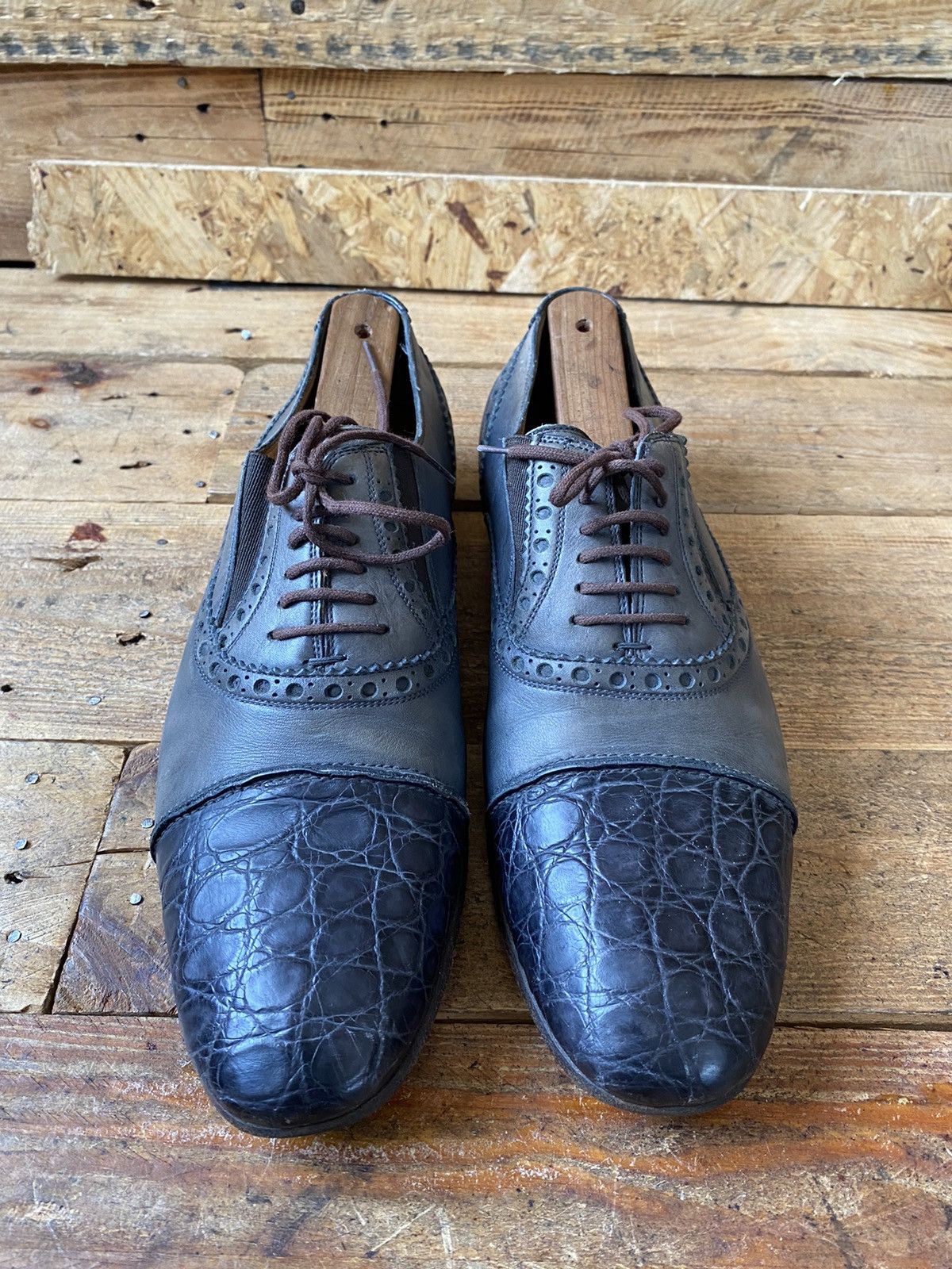 Designer × Gucci Gucci exotic crocodile skin oxford leather shoes sz 41 Size US 8 / EU 41 - 2 Thumbnail