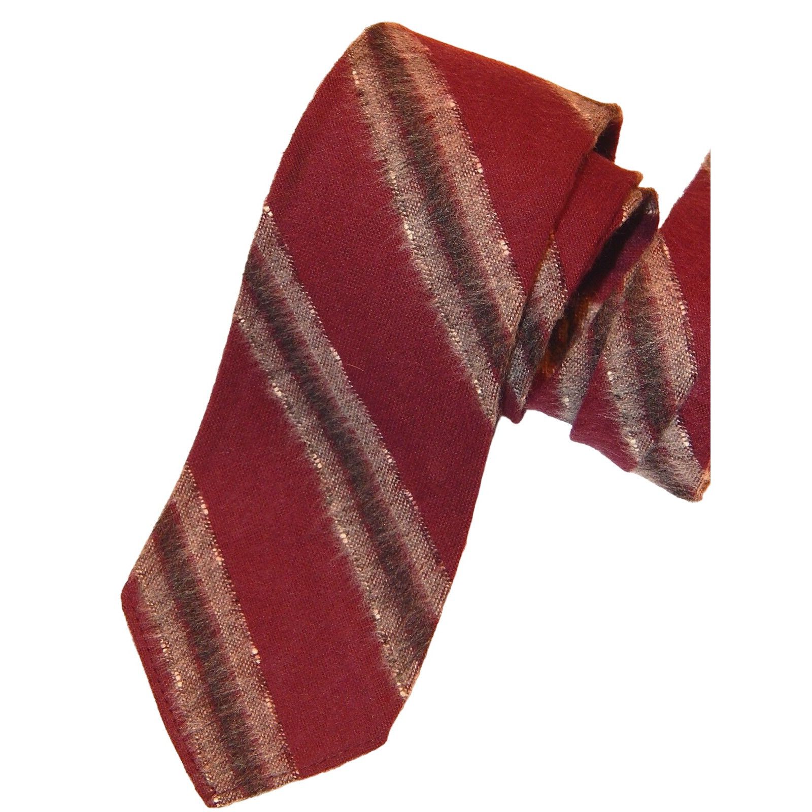 Other Vtg Manhattan Maroon Gray STRIPE Necktie ROCKABILLY Tie Size ONE SIZE - 1 Thumbnail