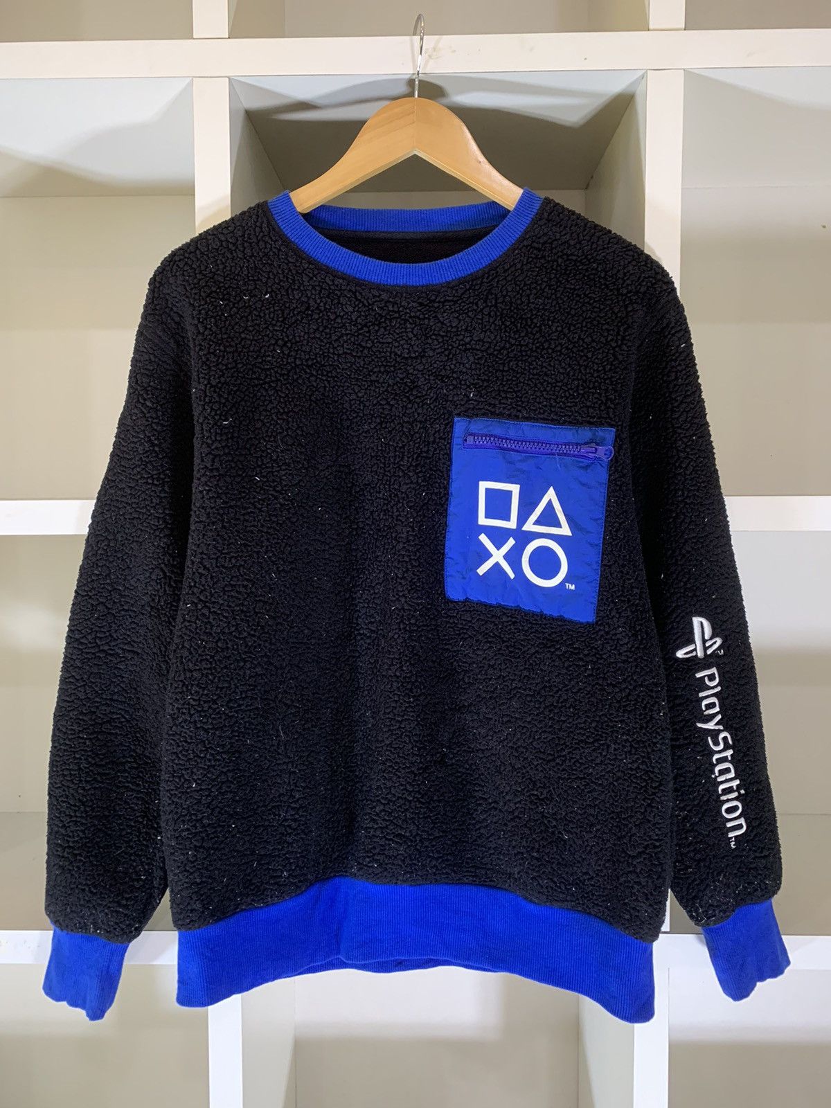 image of Gu x Playstation Fleece Sweater in Black, Men's (Size Medium)