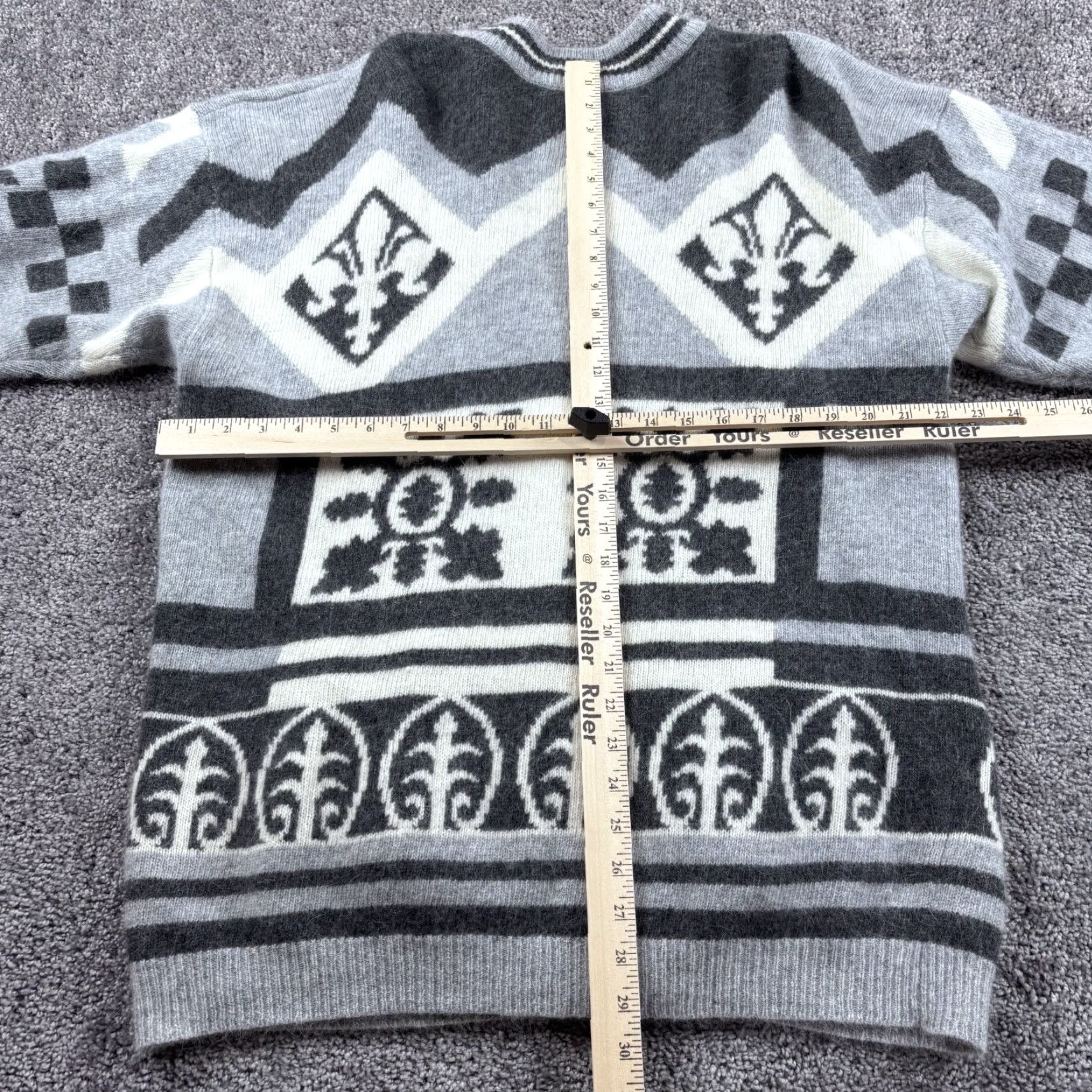 Vintage VINTAGE IB Diffusion Cardigan Sweater Womens L Gray Geometric 1991 Rabbit Hair Size L / US 10 / IT 46 - 5 Thumbnail