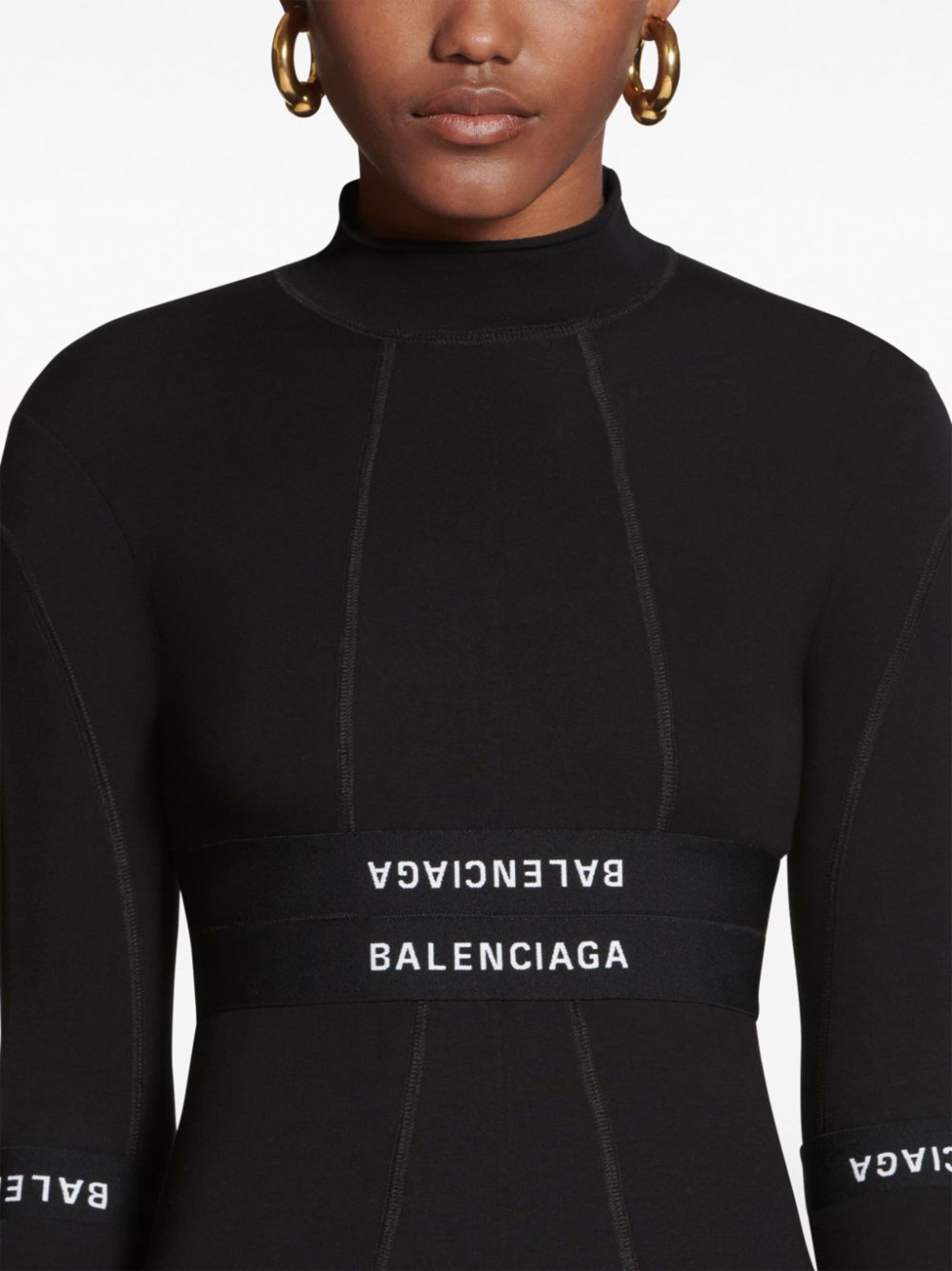 Balenciaga o1mt1gz1024 Patched Briefs Top Turtleneck Sweater in Black Size M / US 6-8 / IT 42-44 - 5 Thumbnail