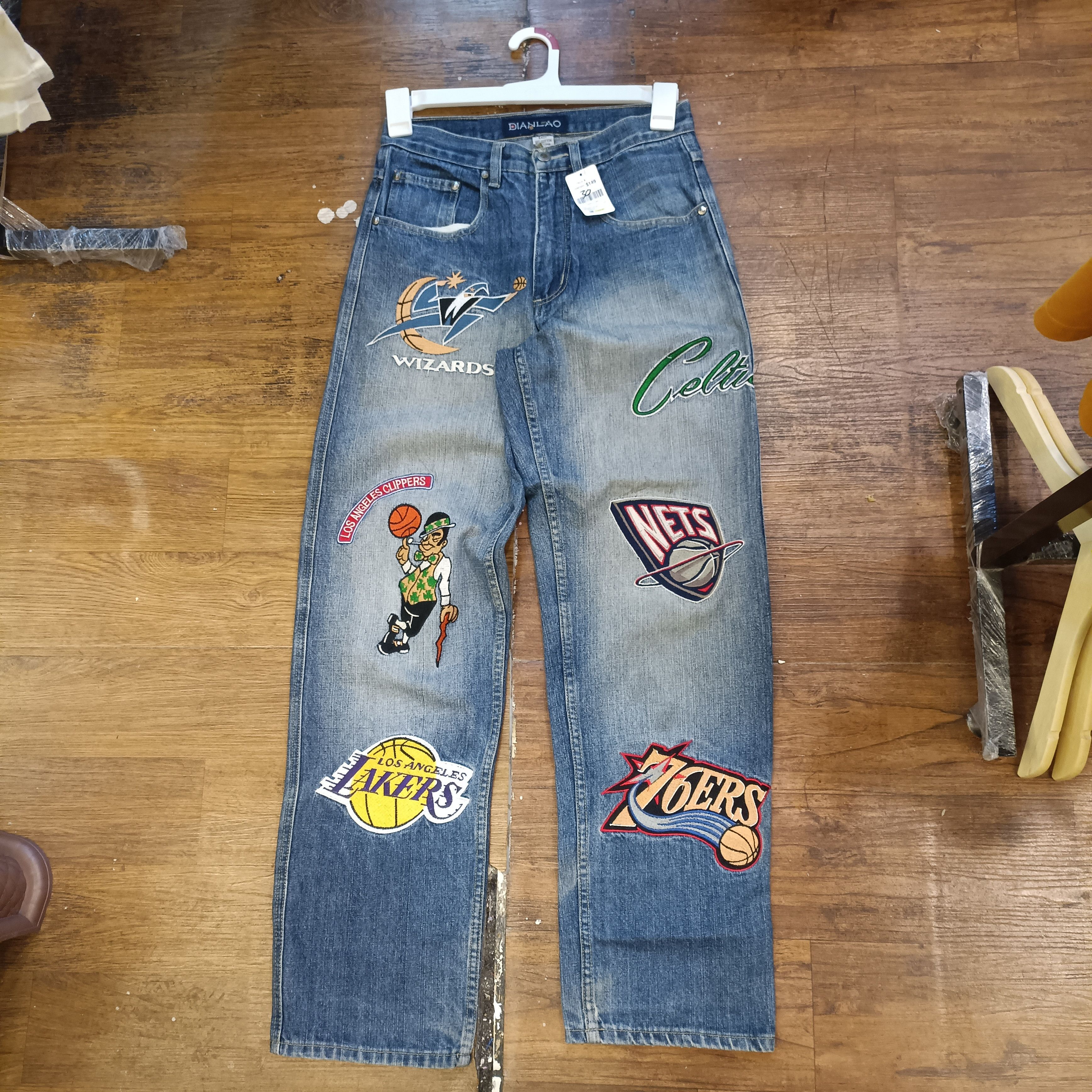 NBA UNK NBA All Team Wappen Denim Pants | Grailed