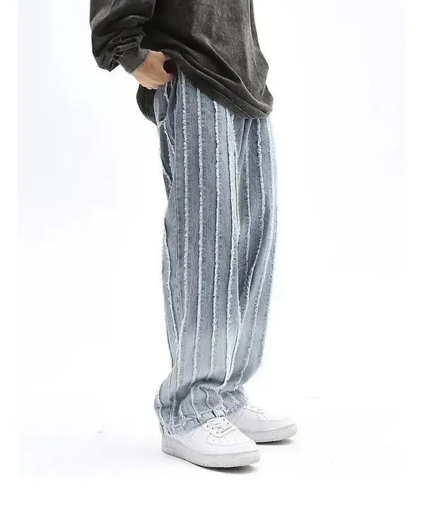 Jean Striped Baggy Flared Wide Leg Jeans y2k retro Size US 32 / EU 48 - 2 Thumbnail