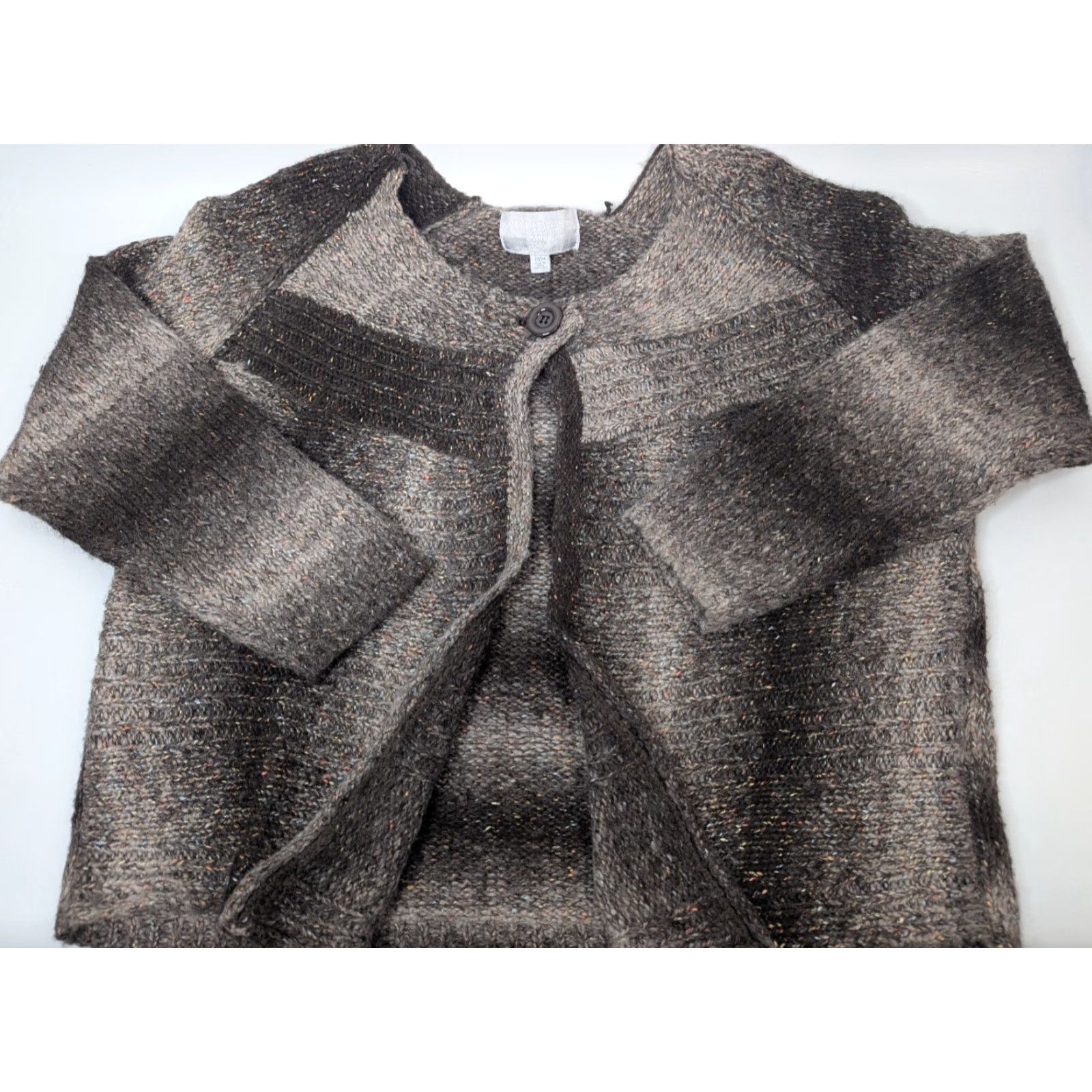 Avenue Avenue Cardigan Sweater One Button Plus Size 22/24 Brown Ombre Knit Crew Neck Long Sleeve Women Vintage: No Size 3XL / US 20-22 - 2 Thumbnail