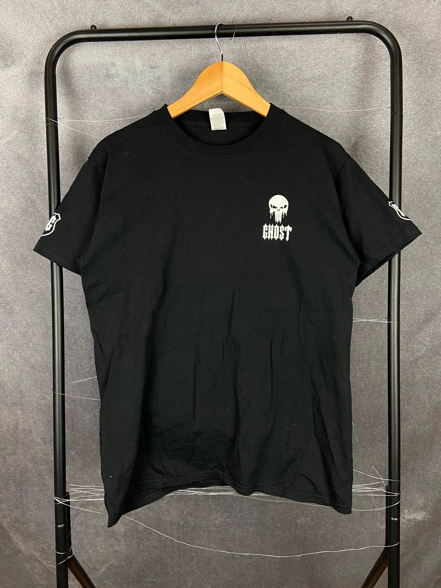 Vintage Ghost Black Skull Logo Tee M – Minimalist Gothic Streetwear Size US M / EU 48-50 / 2 - 1 Thumbnail