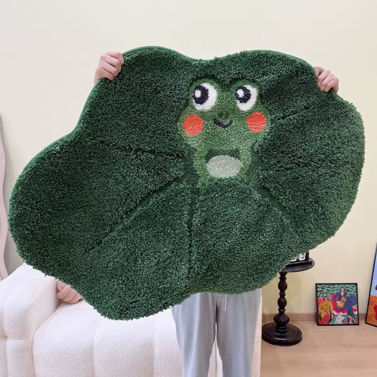 Handmade × Other Cartoon Green Frog Fluffy Decoration Handmade Tufted Carpet Size ONE SIZE - 1 Thumbnail