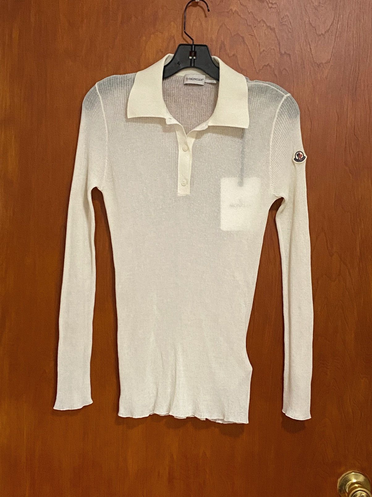 Moncler Moncler Long-Sleeve Ribbed Polo Shirt size L Size L / US 10 / IT 46 - 6 Thumbnail