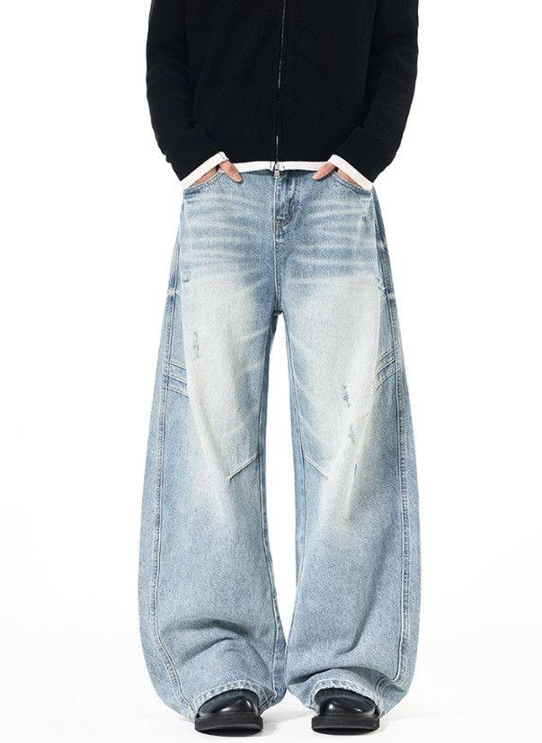 Vintage American high street distressed curved jeans Size US 32 / EU 48 - 1 Thumbnail