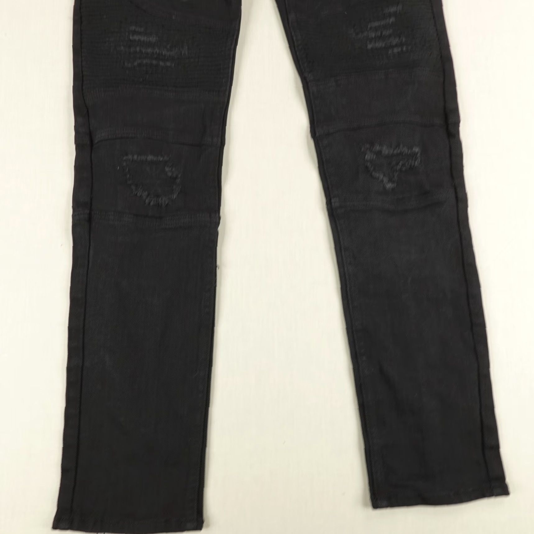 Denime Makobi Slim Fit Jeans Mens 30x32 Black Denim Distressed Stretch Pockets Size US 30 / EU 46 - 3 Thumbnail