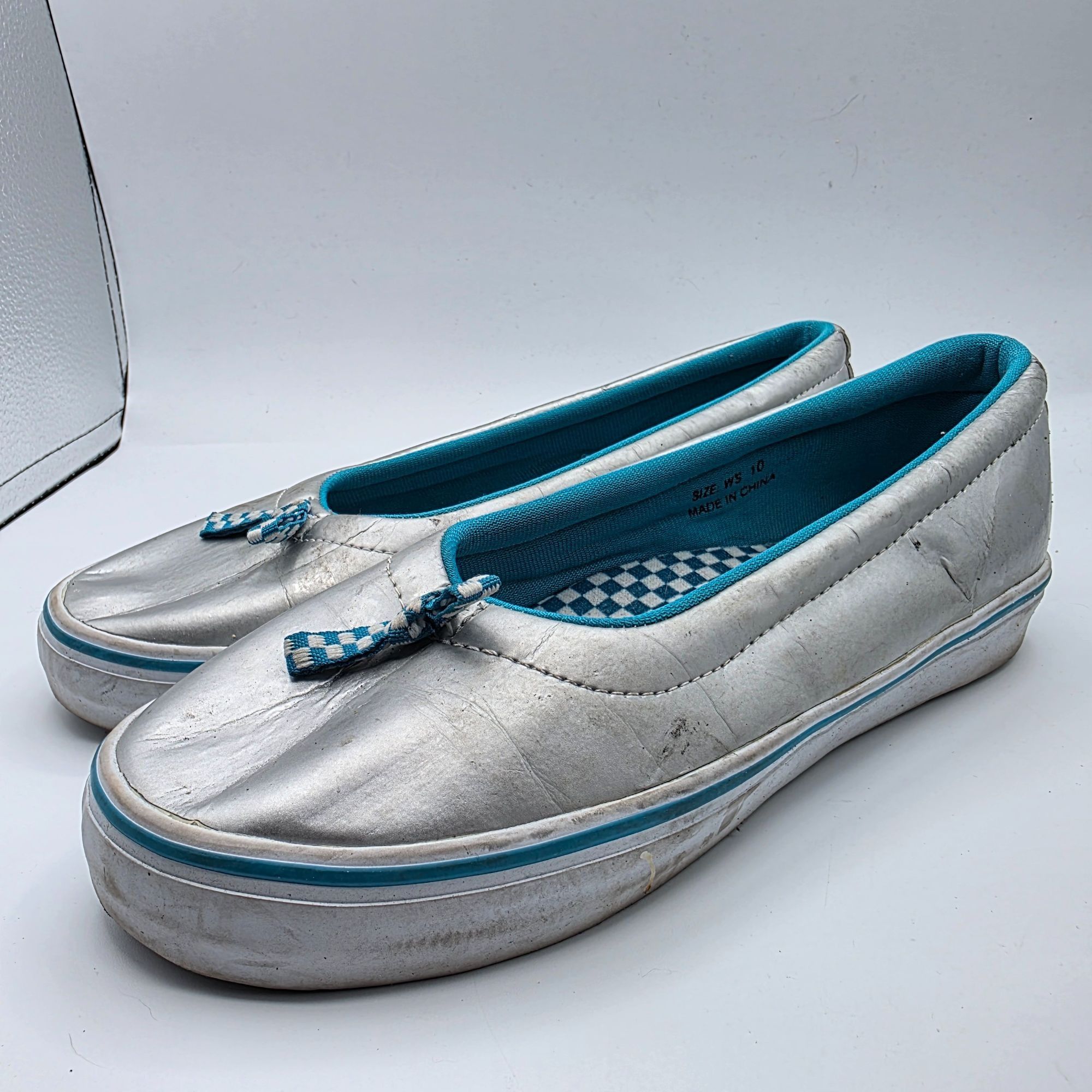 Vans Vans X David & Goliath Womens Size 10 Silver Flat Slip On Sh Size US 10 / IT 40 - 4 Thumbnail