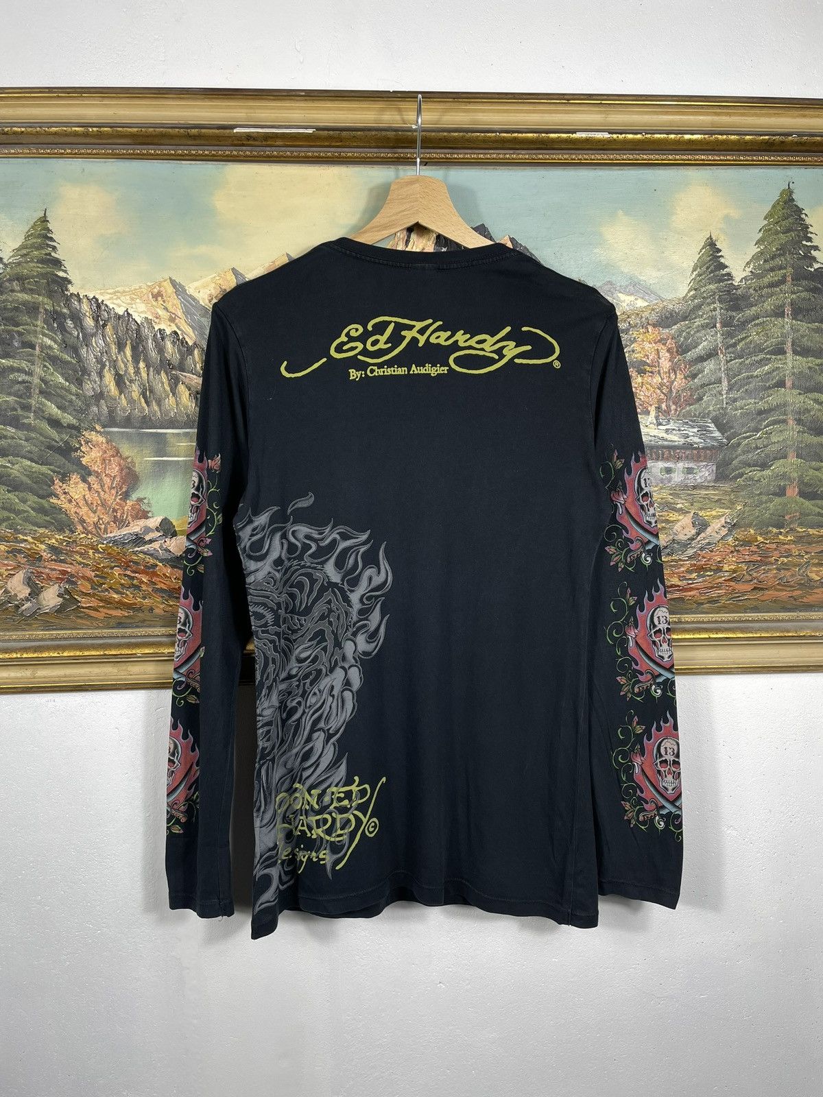 Christian Audigier × Ed Hardy × Vintage Ed Hardy Retro 00s LS Hiphop Rap Swag Drip Affliction Grunge Size US XS / EU 42 / 0 - 2 Thumbnail