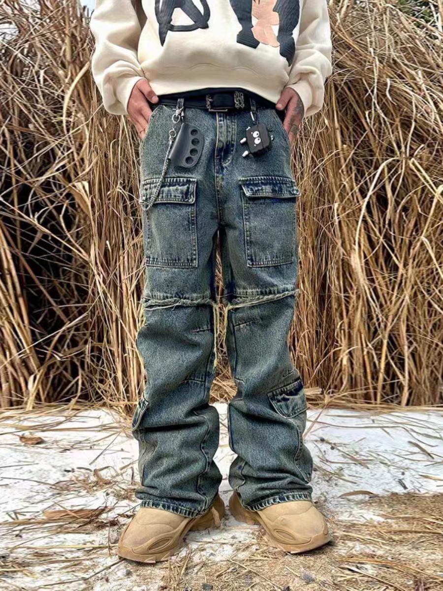 Japanese Brand × Jean Heavyweight workwear distressed raw edge micro flare jeans Size US 34 / EU 50 - 5 Thumbnail