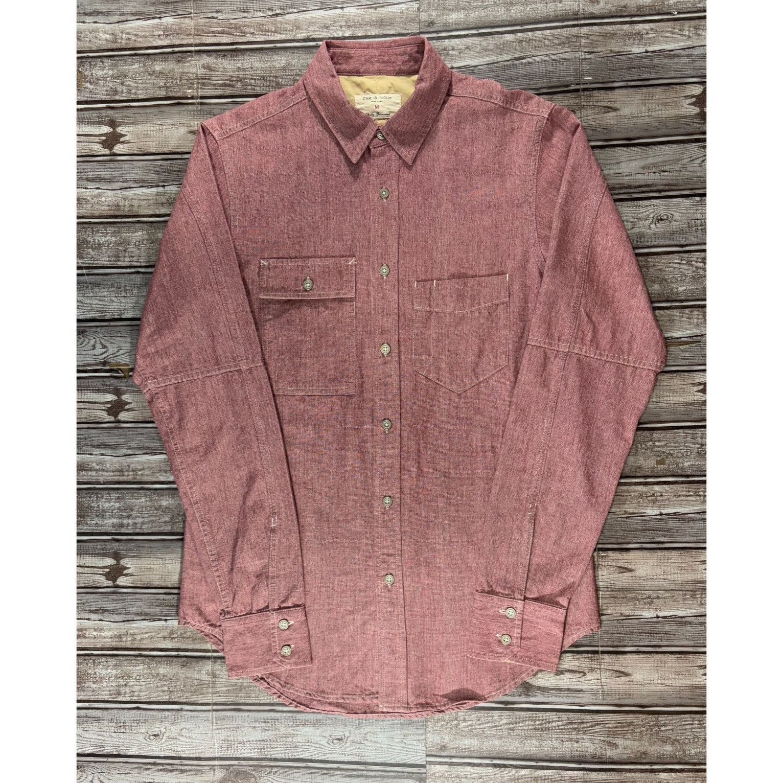 Rag & Bone Rag & Bone The Trail Denim Shirt size M color Red NWT Size US M / EU 48-50 / 2 - 1 Thumbnail