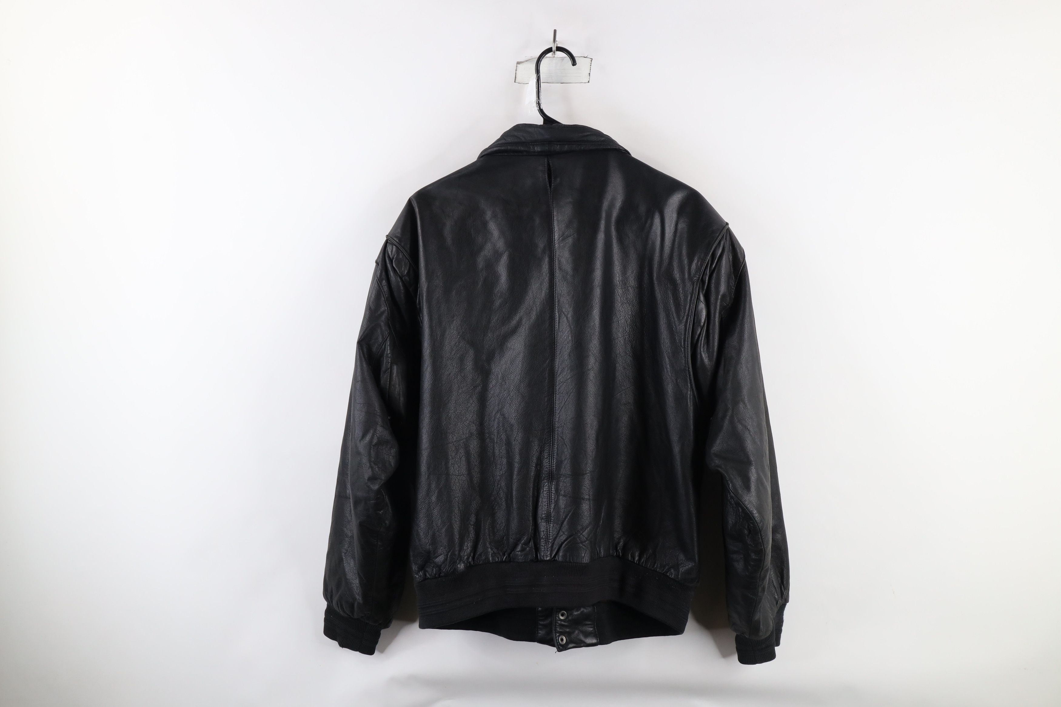 Vintage Vintage 90s Streetwear Leather Flight Bomber Jacket Black Size US L / EU 52-54 / 3 - 15 Thumbnail