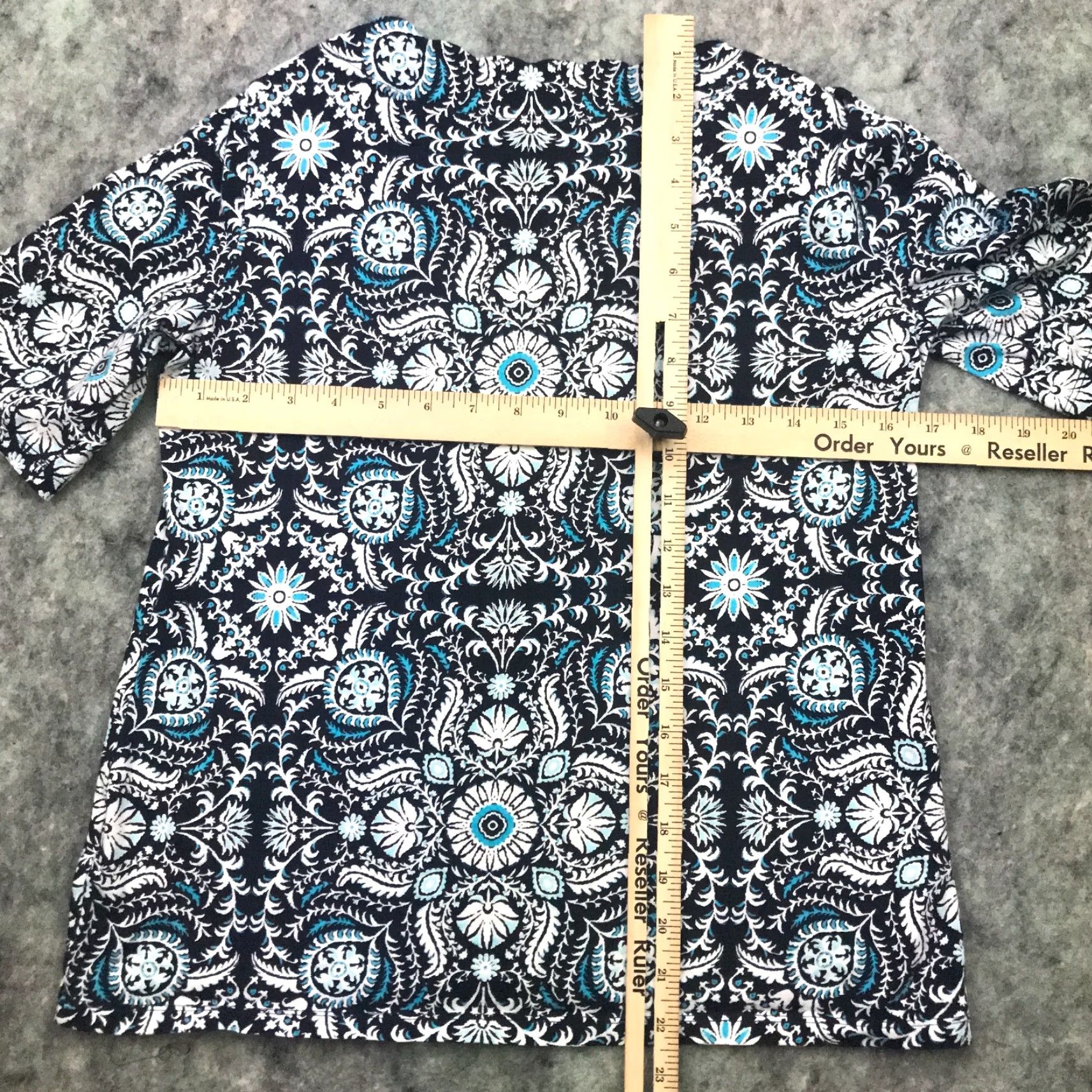 Talbots Talbots Blouse Shirt Womens Small Blue Geometric Floral Flowy Elastic Neckline Short Sleeve 100% Cotton Pullover Size S / US 4 / IT 40 - 7 Thumbnail