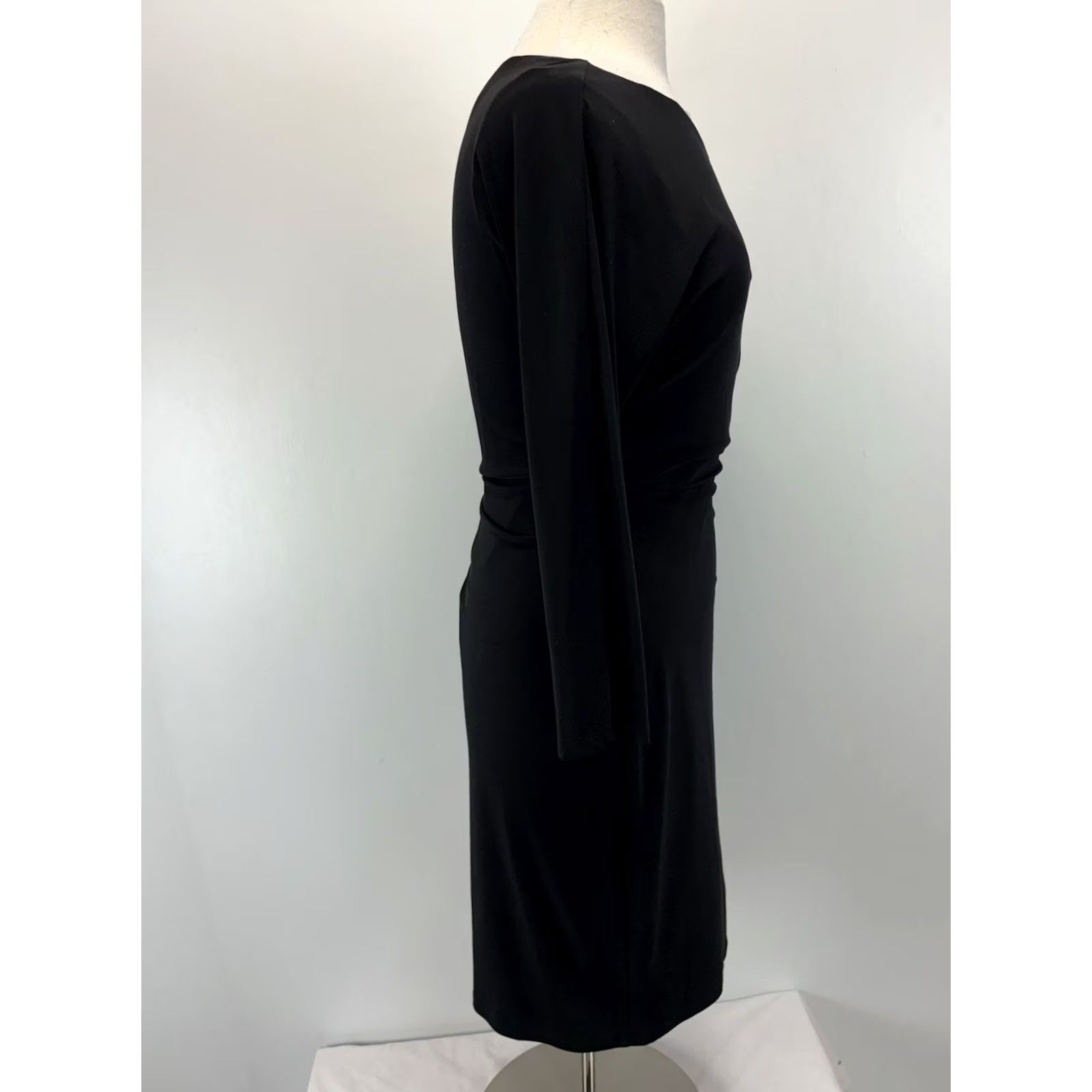 Ralph Lauren VINTAGE Lauren Ralph Lauren Sheath Dress Women’s 10 Black Ivory Ruched Boat Neck Pullover Party/Cocktail Business Mens? Size L / US 10 / IT 46 - 4 Thumbnail
