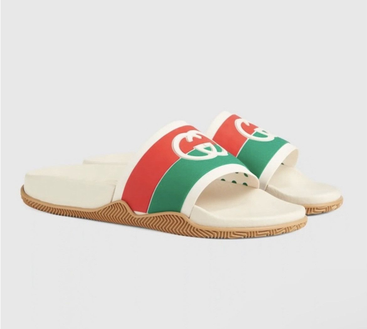 Gucci Gucci GG Interlocking Logo Rubber Sandals Slides size 38 Size US 8 / IT 38 - 1 Thumbnail