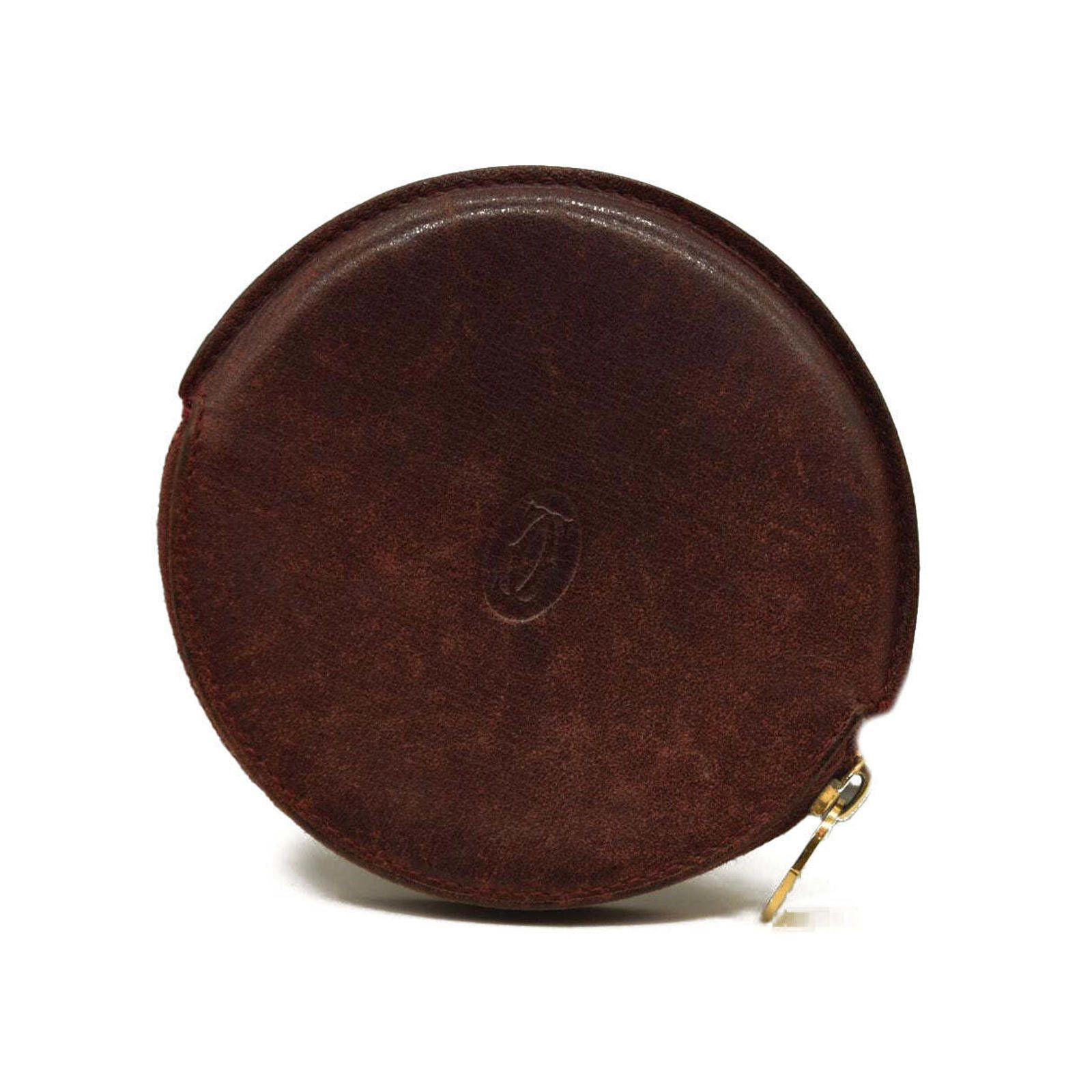 Designer Must De Cartier Leather Coin Purse Wallet Bordeaux in Red, Women's