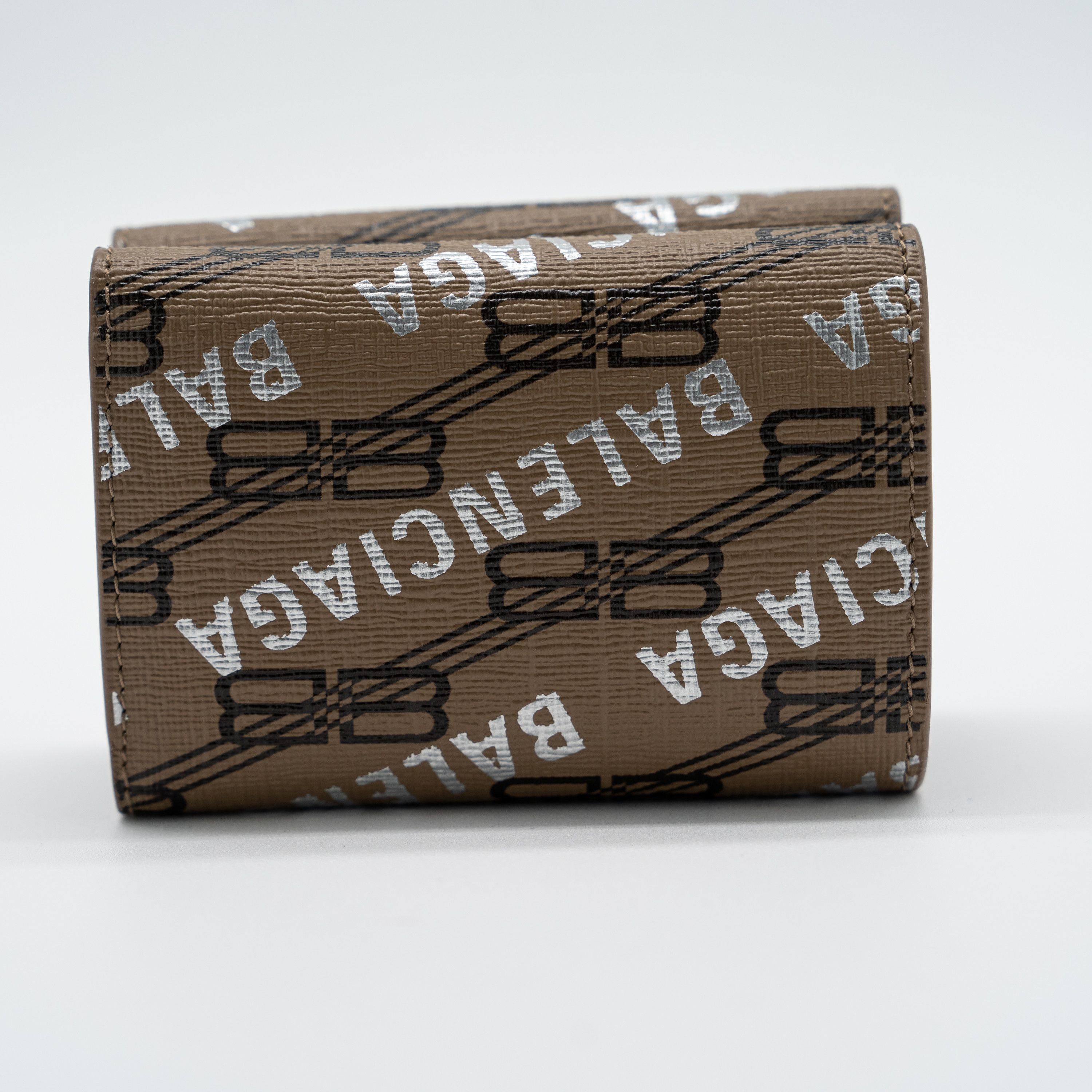 Balenciaga BALENCIAGA Tri-Fold Wallet Brown BB Monogram Leather Size ONE SIZE - 3 Thumbnail