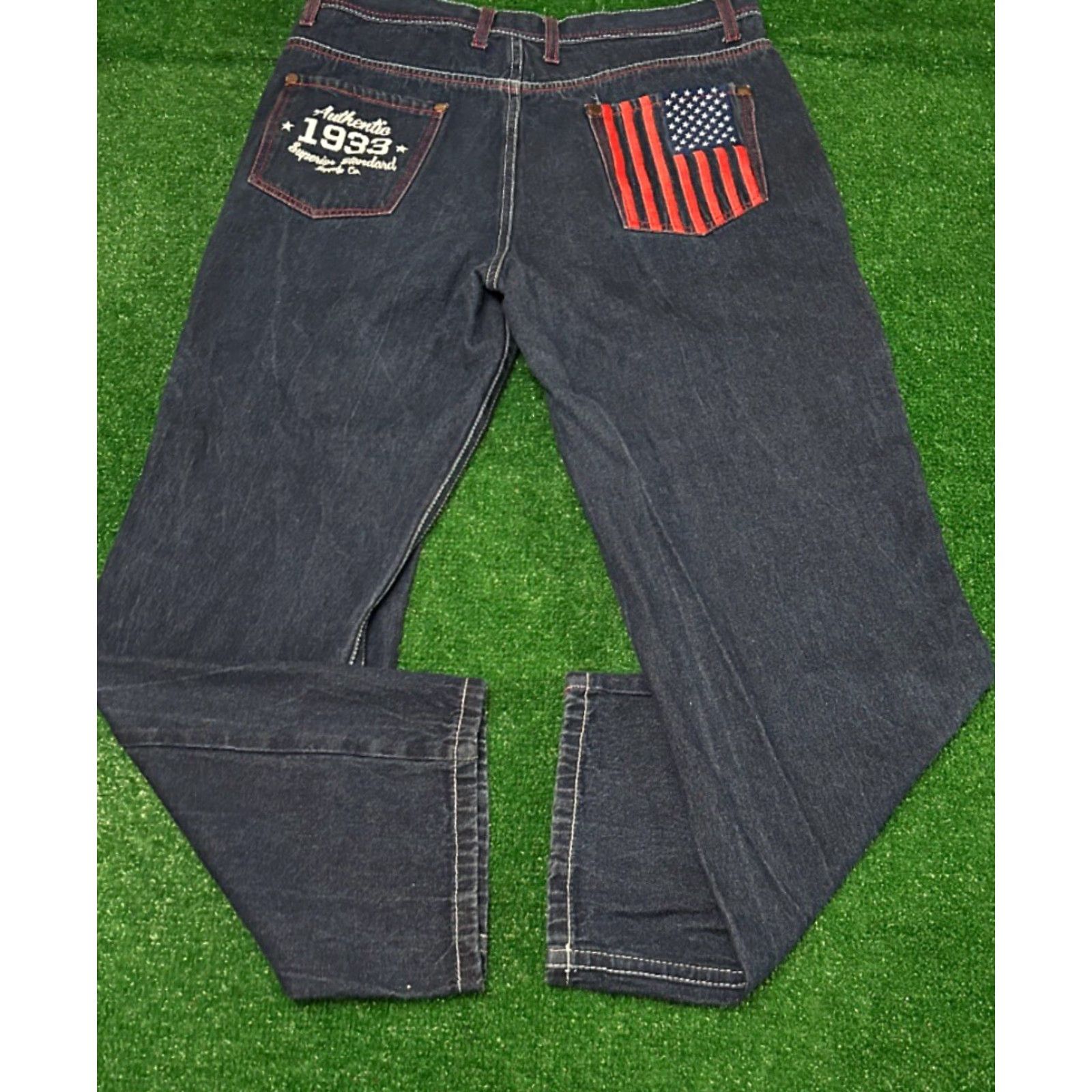Vintage VINTAGE Red Ape Jeans Baggy Skater Grunge VTG Mens 38 Embroidered Flag Denim Wide-Leg 30in Inseam Mens Size US 38 / EU 54 - 2 Thumbnail