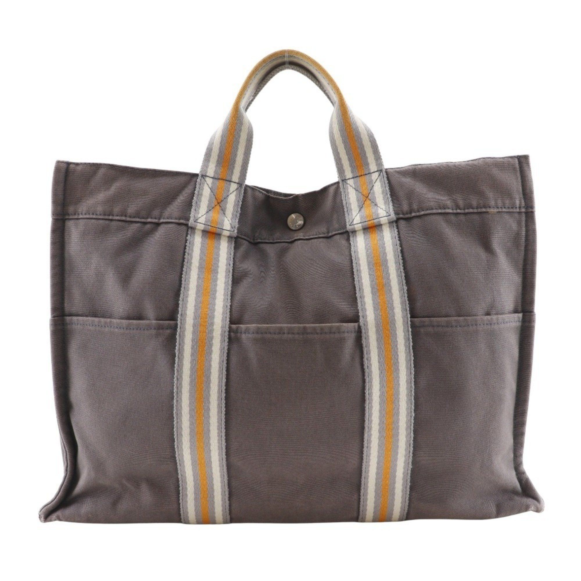 Hermes Hermes Hermès Fourre Tout MM Handbag, Ginza Exclusive, Cotton Canvas Tote Bag, Gray, A4 Size, Snap Buttons, Unisex Size ONE SIZE - 1 Thumbnail