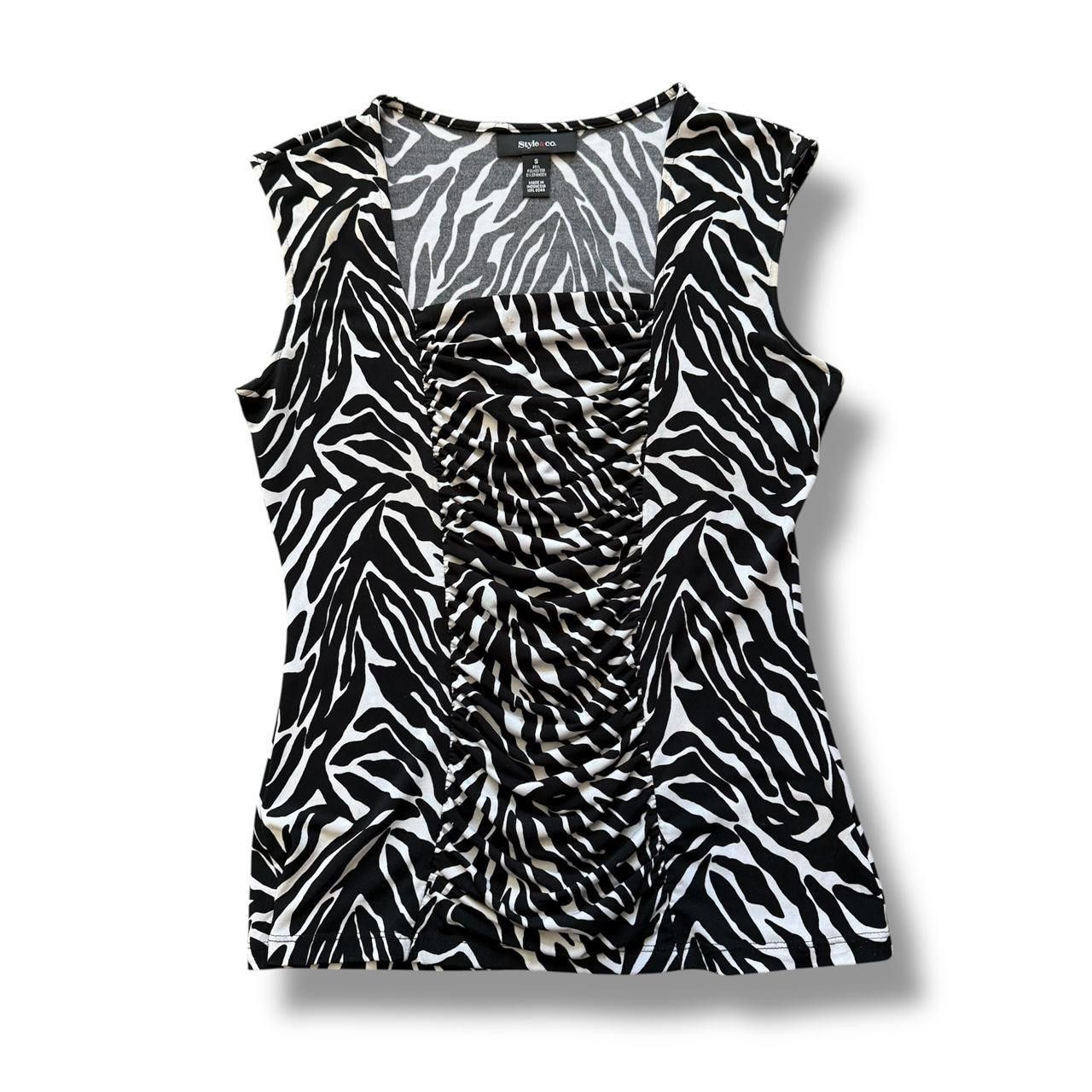 Style & Co Zebra Print Rouched Top Size S / US 4 / IT 40 - 1 Thumbnail