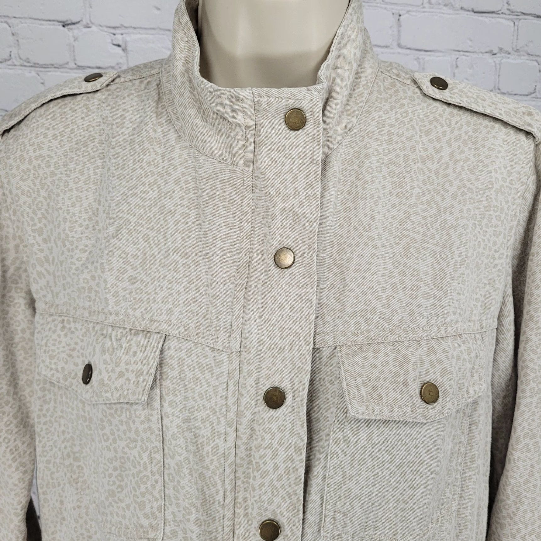 Rails Rails Beige Linen Blend Mini Cheetah Print Zip Snap Unlined Jacket Small S Size S / US 4 / IT 40 - 6 Thumbnail