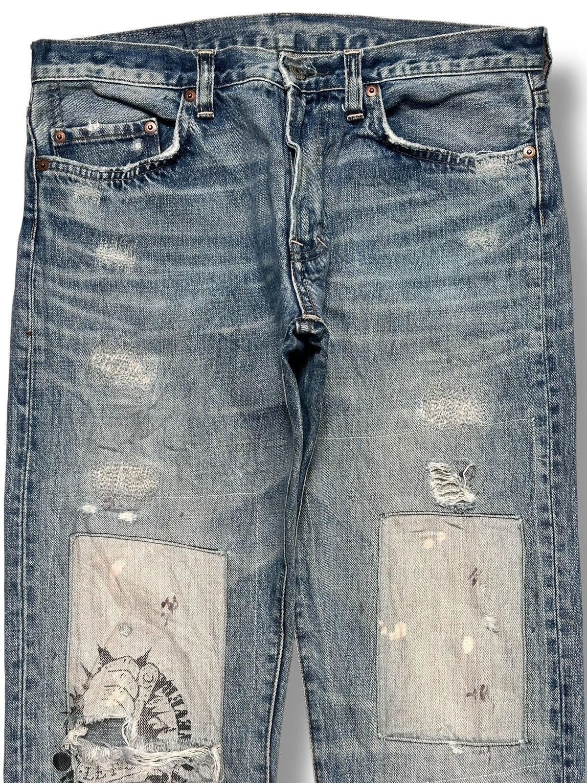 Vintage RNA Jeans Hardcore We're From Slang Distressed Patches Faded Size US 33 - 2 Thumbnail