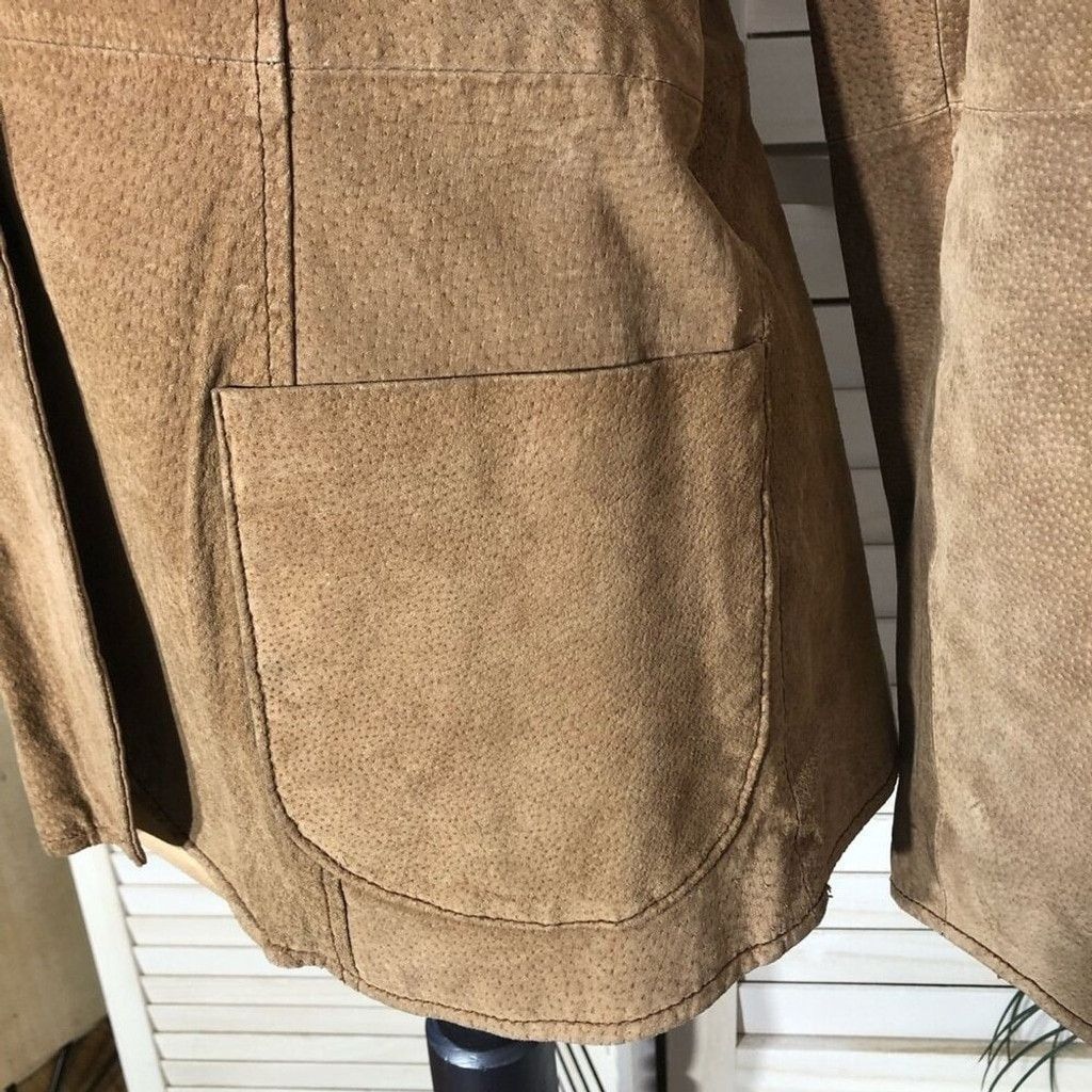 Vintage Y2K Blazer Coat Genuine Suede Leather Lined Camel Brown M Size L / US 10 / IT 46 - 7 Thumbnail