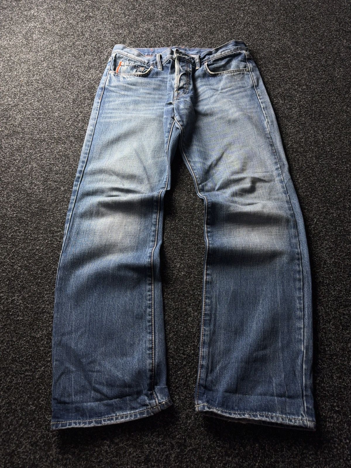 Hugo Boss Vintage 90s Y2K BOSS Orange Distressed Button Fly Jeans Size US 35 - 1 Thumbnail