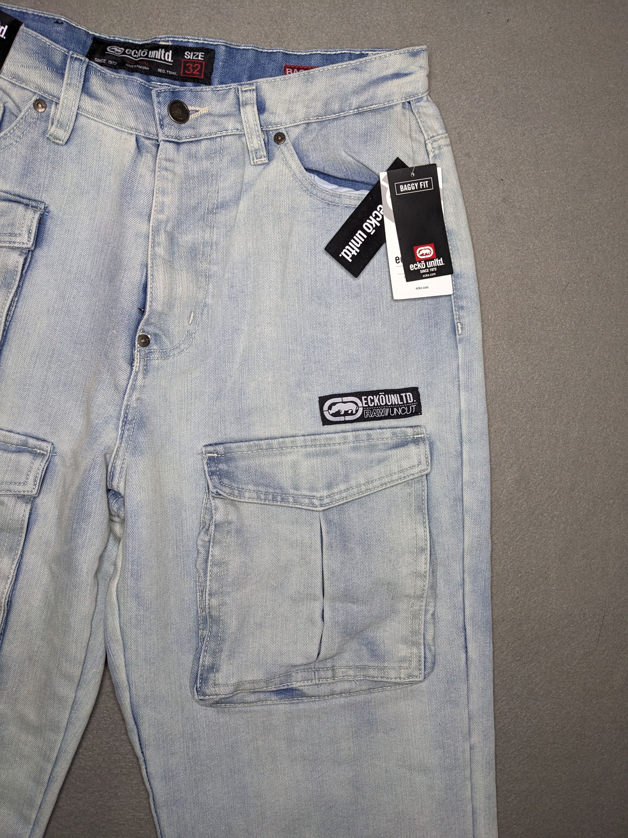 Ecko Unltd. VTG Y2K Ecko Unltd Denim Cargo Pants 33x31 Baggy Jeans NWT Size US 33 - 2 Thumbnail