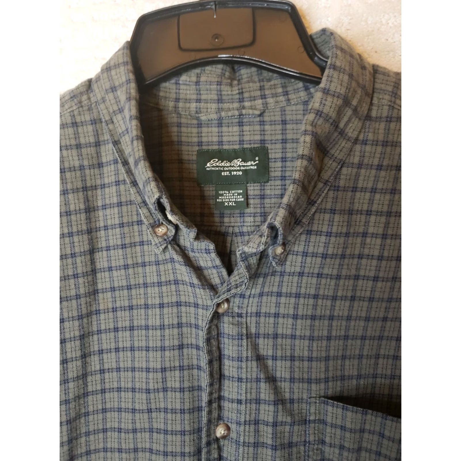 Eddie Bauer Eddie Bauer Button-Up Flannel Shirt Mens 2XL Blue Gray Check Cotton Outdoor Casual Comfort Lumberjack Mens Size US XXL / EU 58 / 5 - 5 Thumbnail