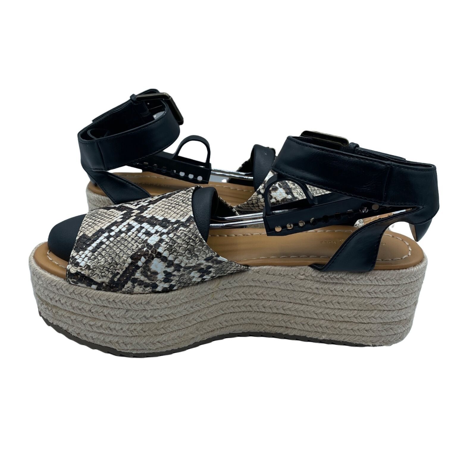 American Eagle Outfitters American Eagle Espadrille Platform Sandals Snakeskin Strappy Size US 9 / IT 39 - 6 Thumbnail