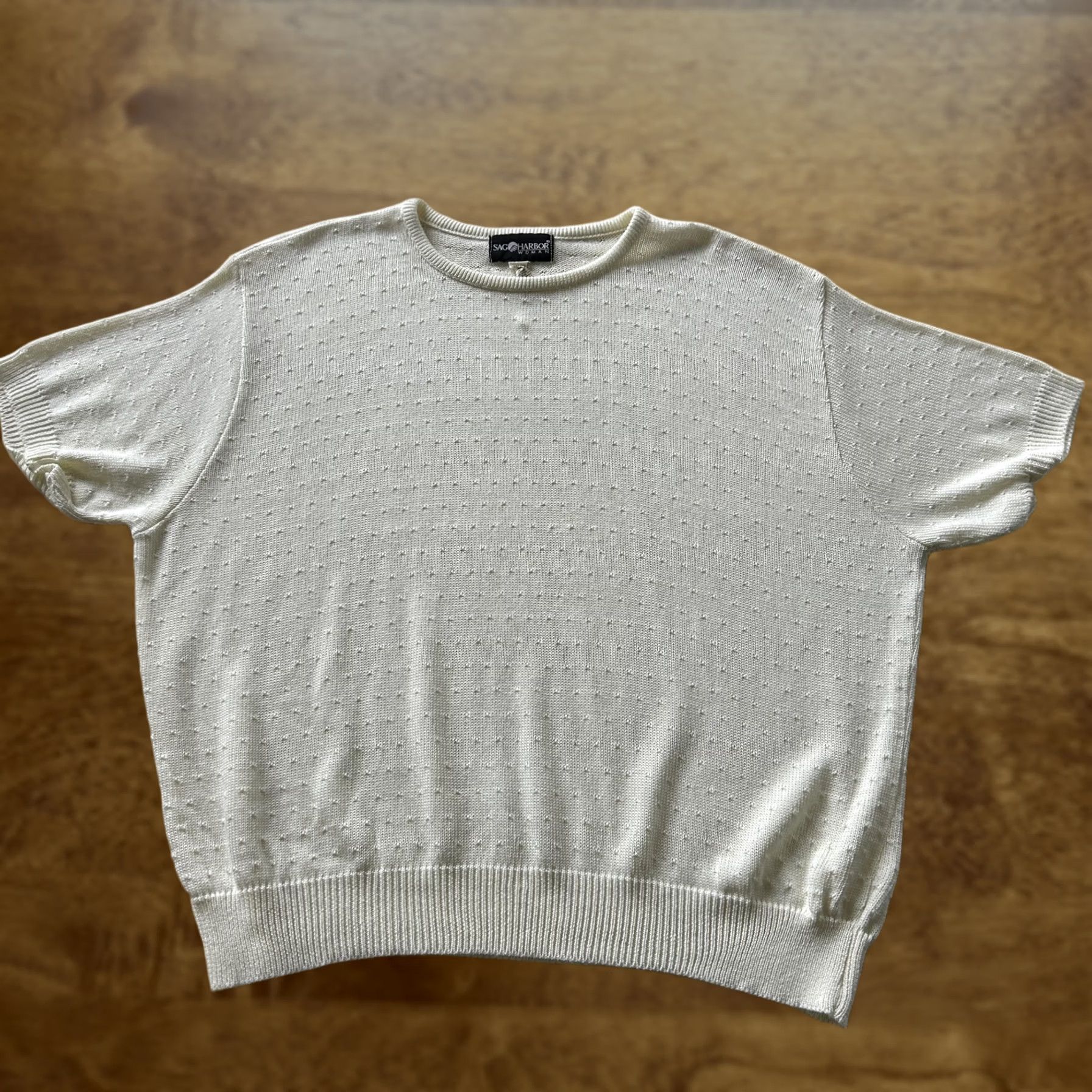 Vintage Sag Harbor Sweater Womens 3X White Crew Neck Tight-Knit Dolman Short Sleeve VINTAGE? (no) 3X? Size XXL / US 16-18 / IT 52-54 - 1 Thumbnail